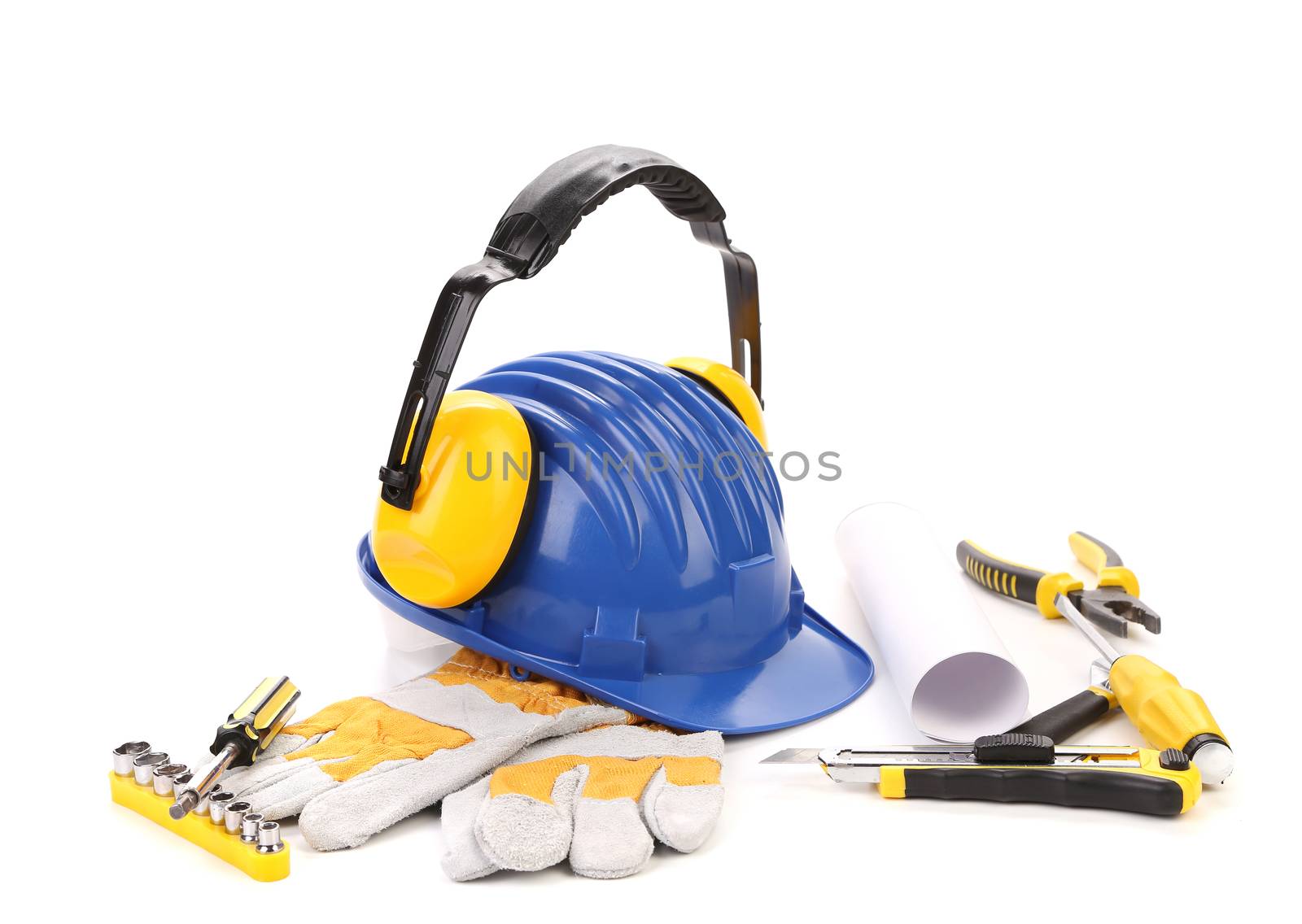 Various working equipment. Isolated on a white background.