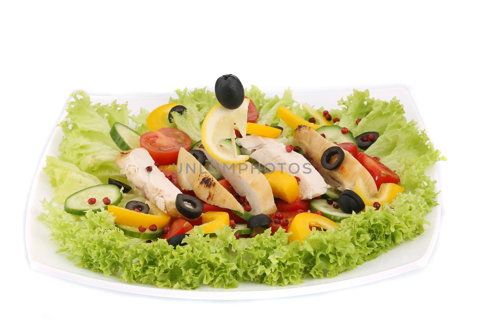 Chicken salad. Isolated on a white background.