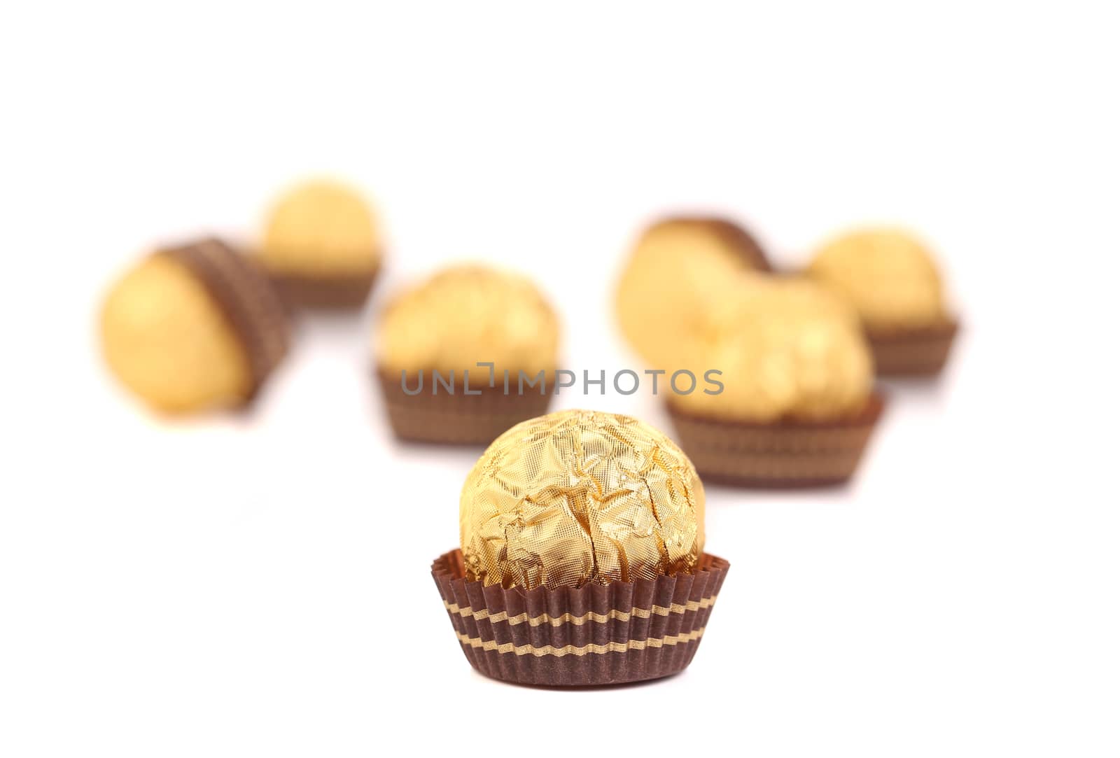 Sweet chocolate candies. Isolated on a white background.