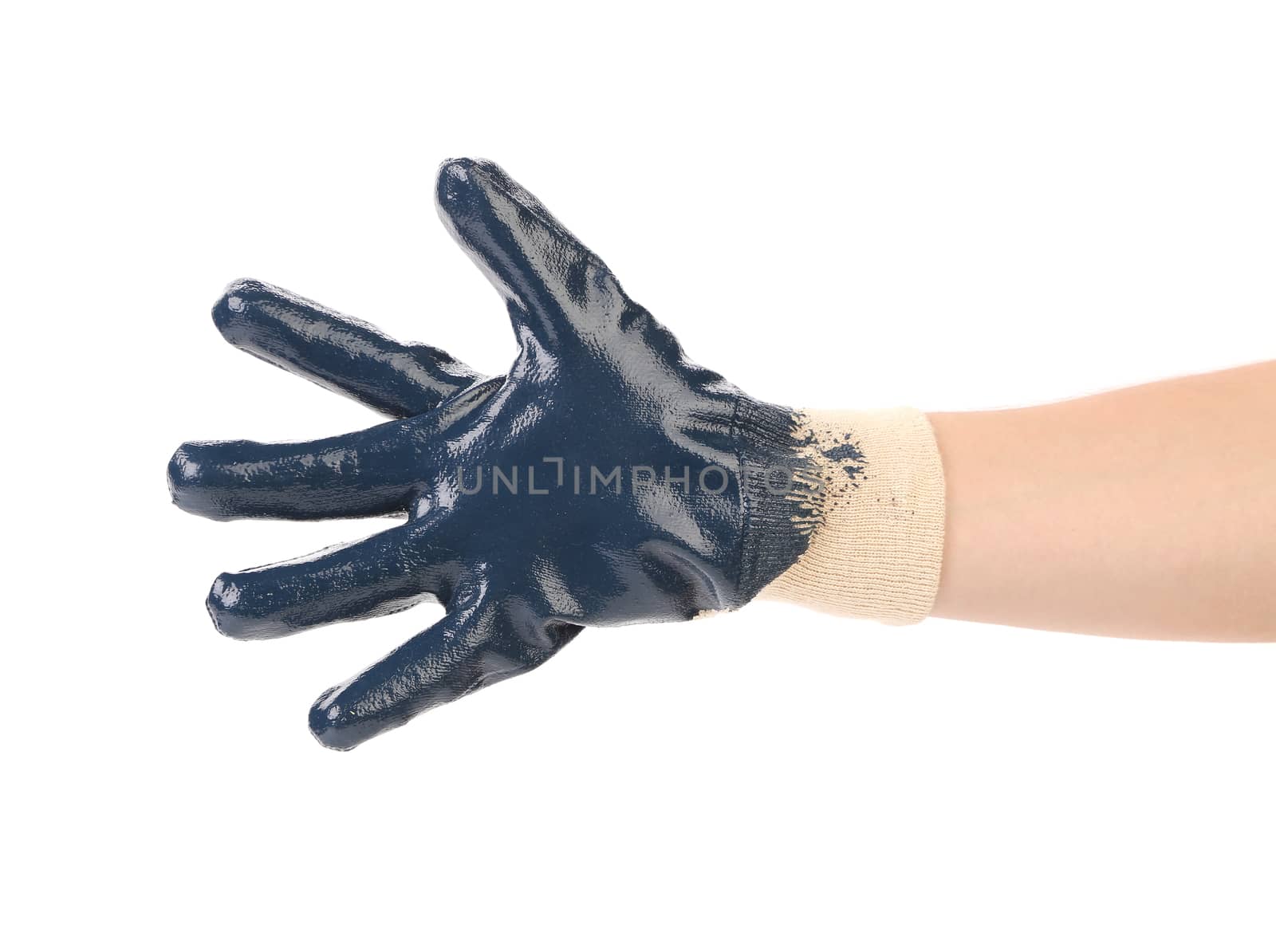 Blue protective glove. Isolated on a white background.