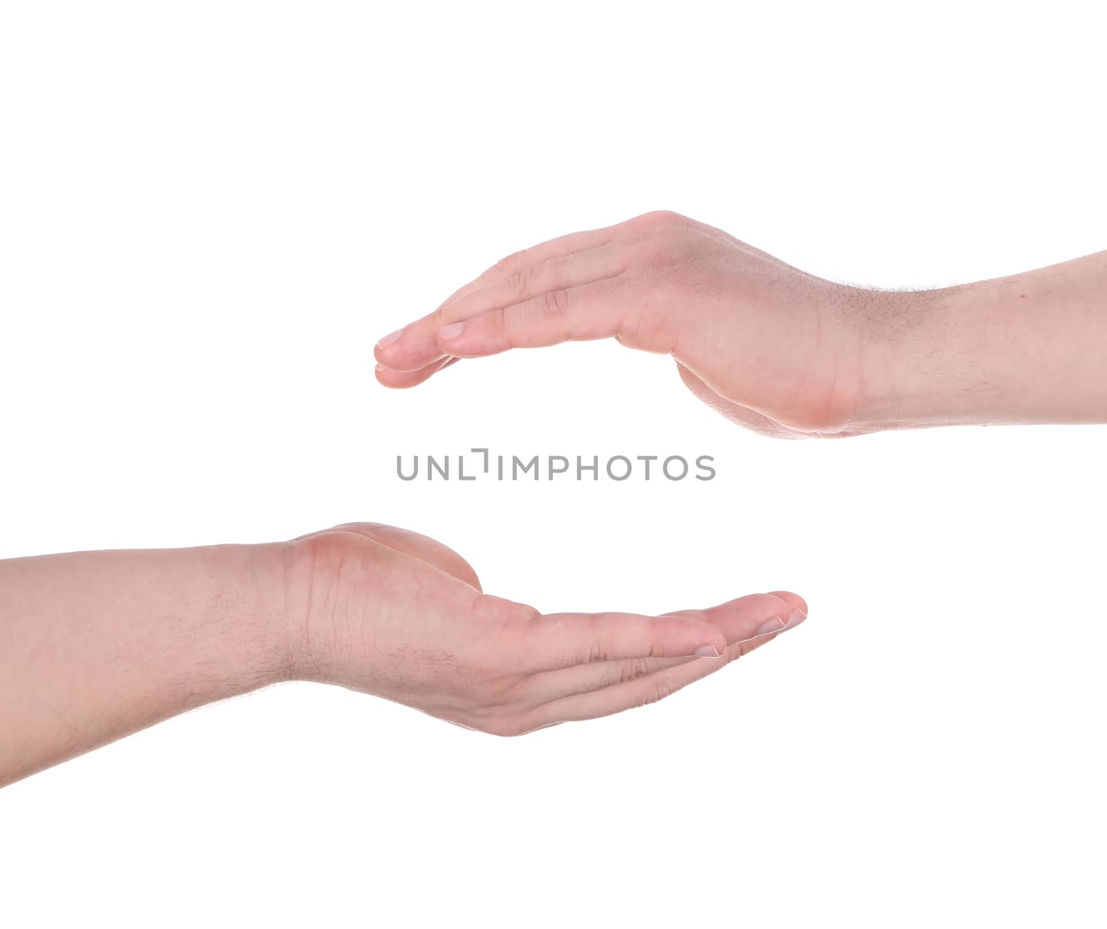 Man hand sign. Isolated on a white background.