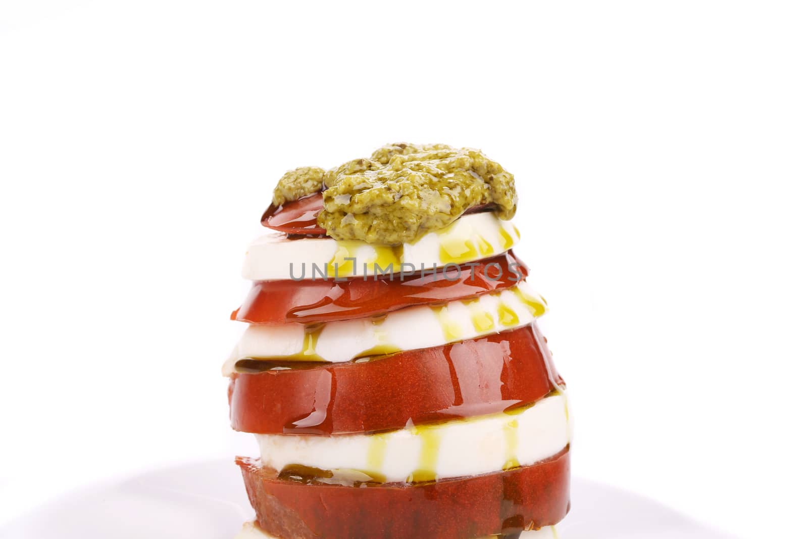 Caprese salad. Isolated on a white background.