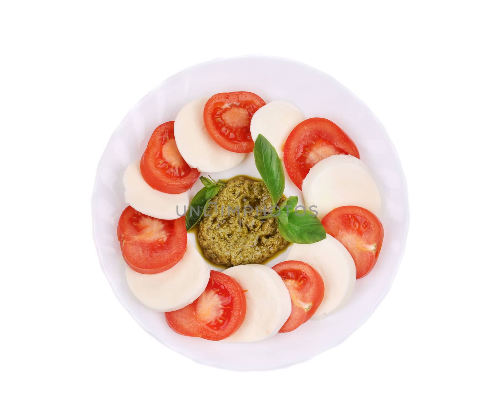 Caprese salad. Isolated on a white background.