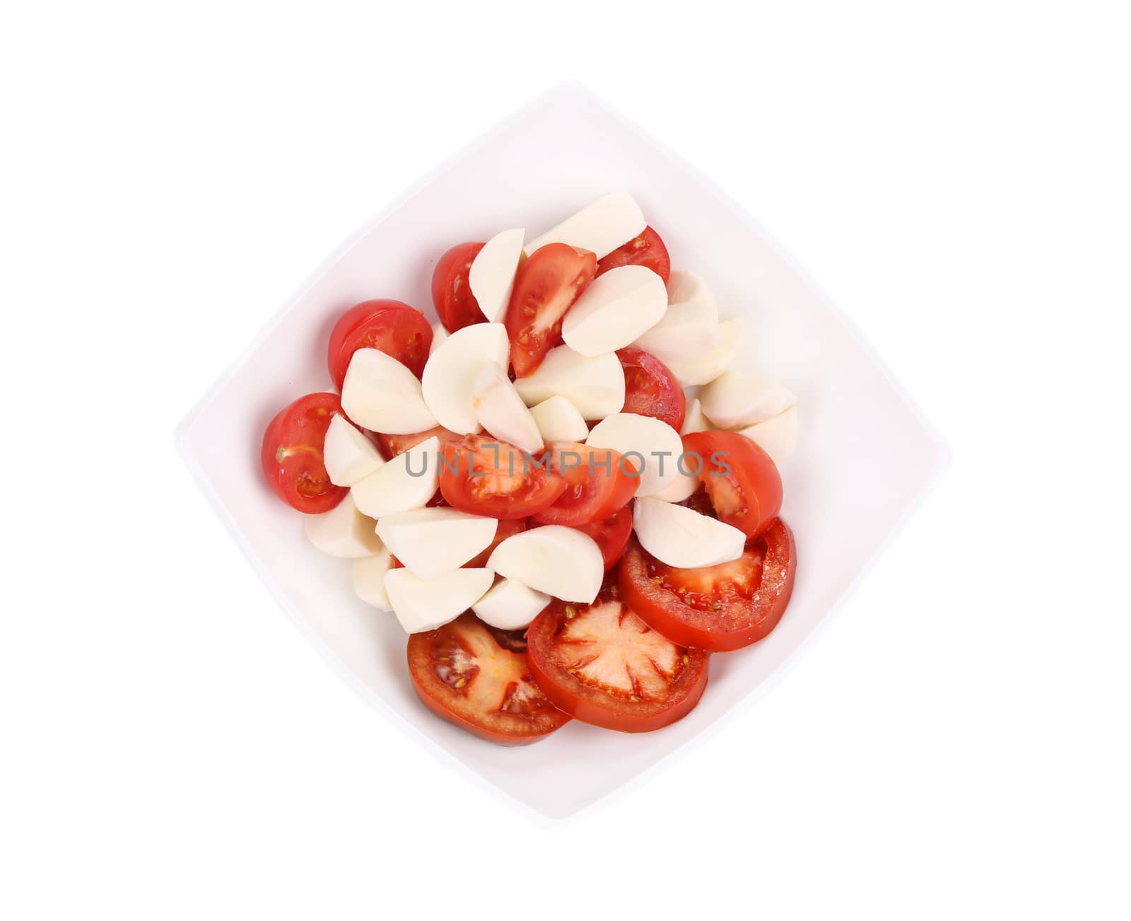 Caprese salad. Isolated on a white background.