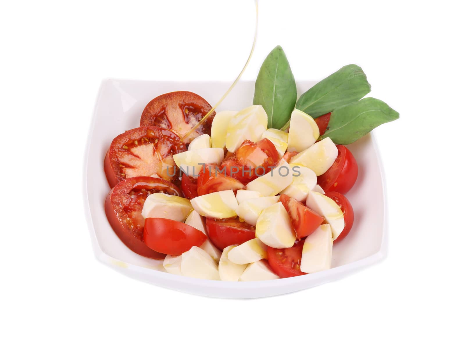 Caprese salad. Isolated on a white background.