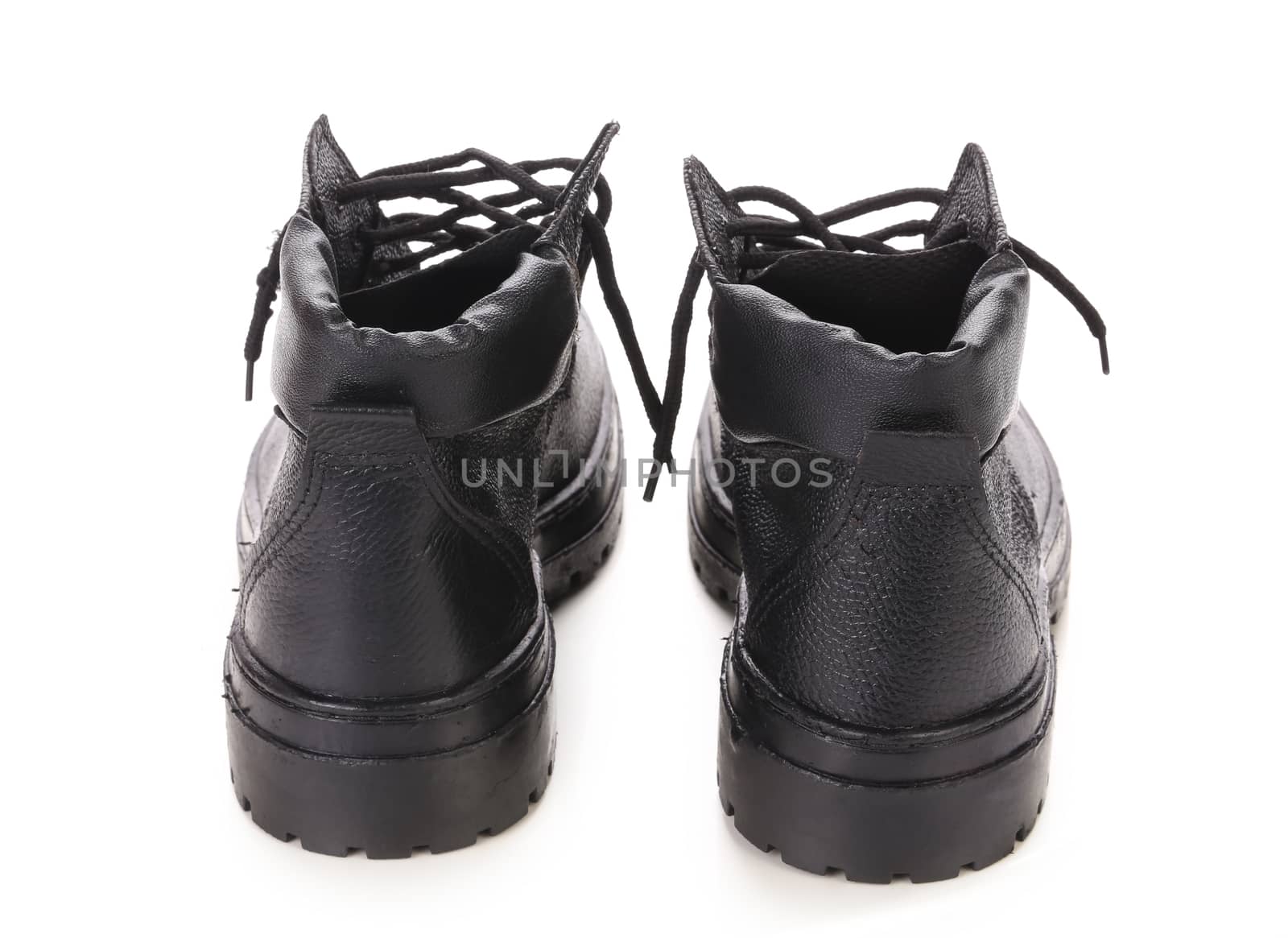Pair of black boots. Isolated on a white background.