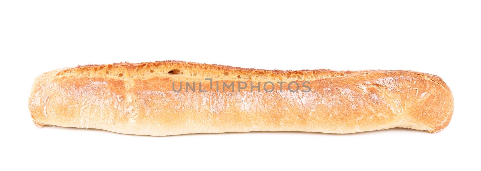 Crackling white bread with seeds. Isolated on a white background