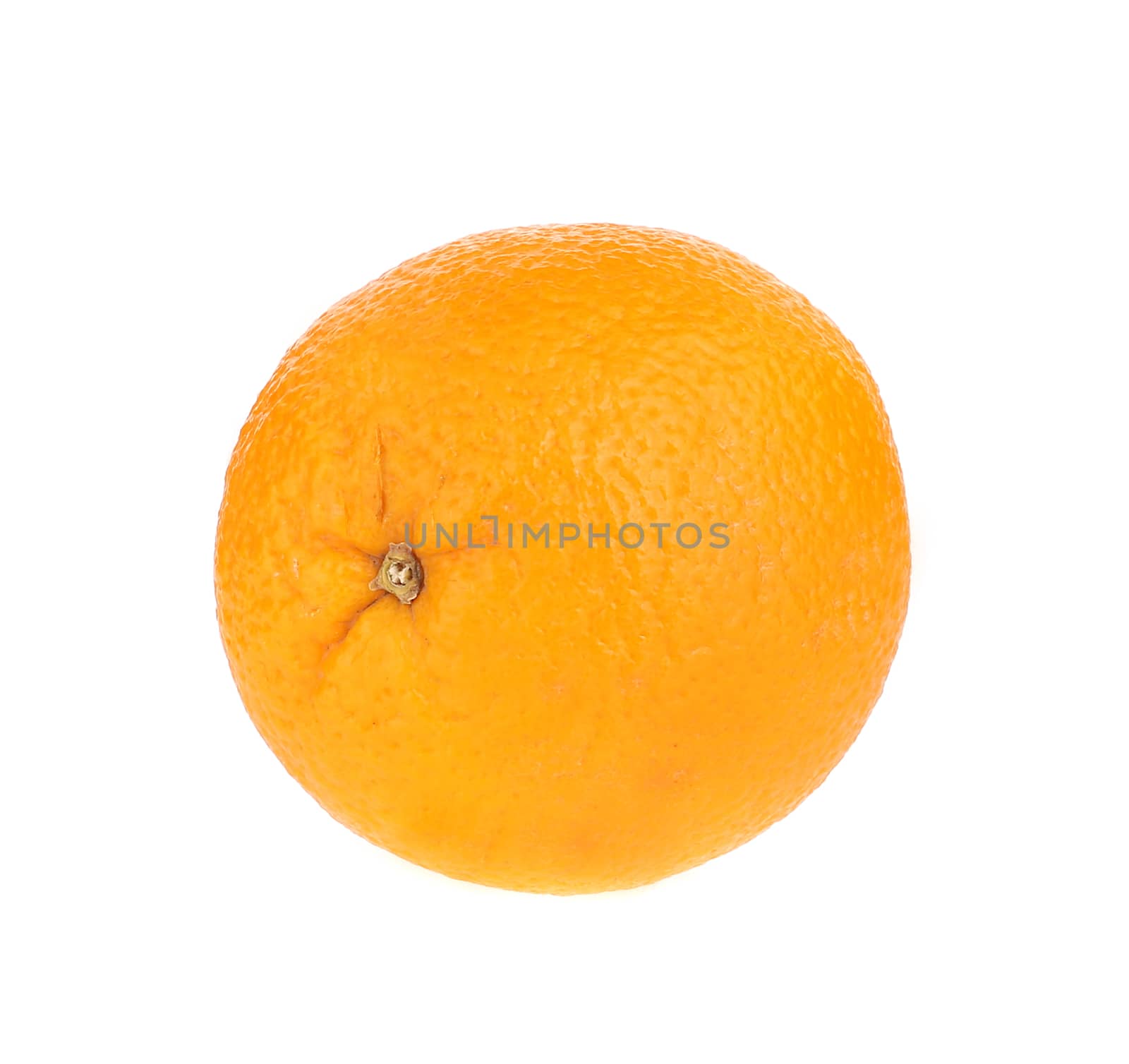 Ripe orange close up. Isolated on a white background.