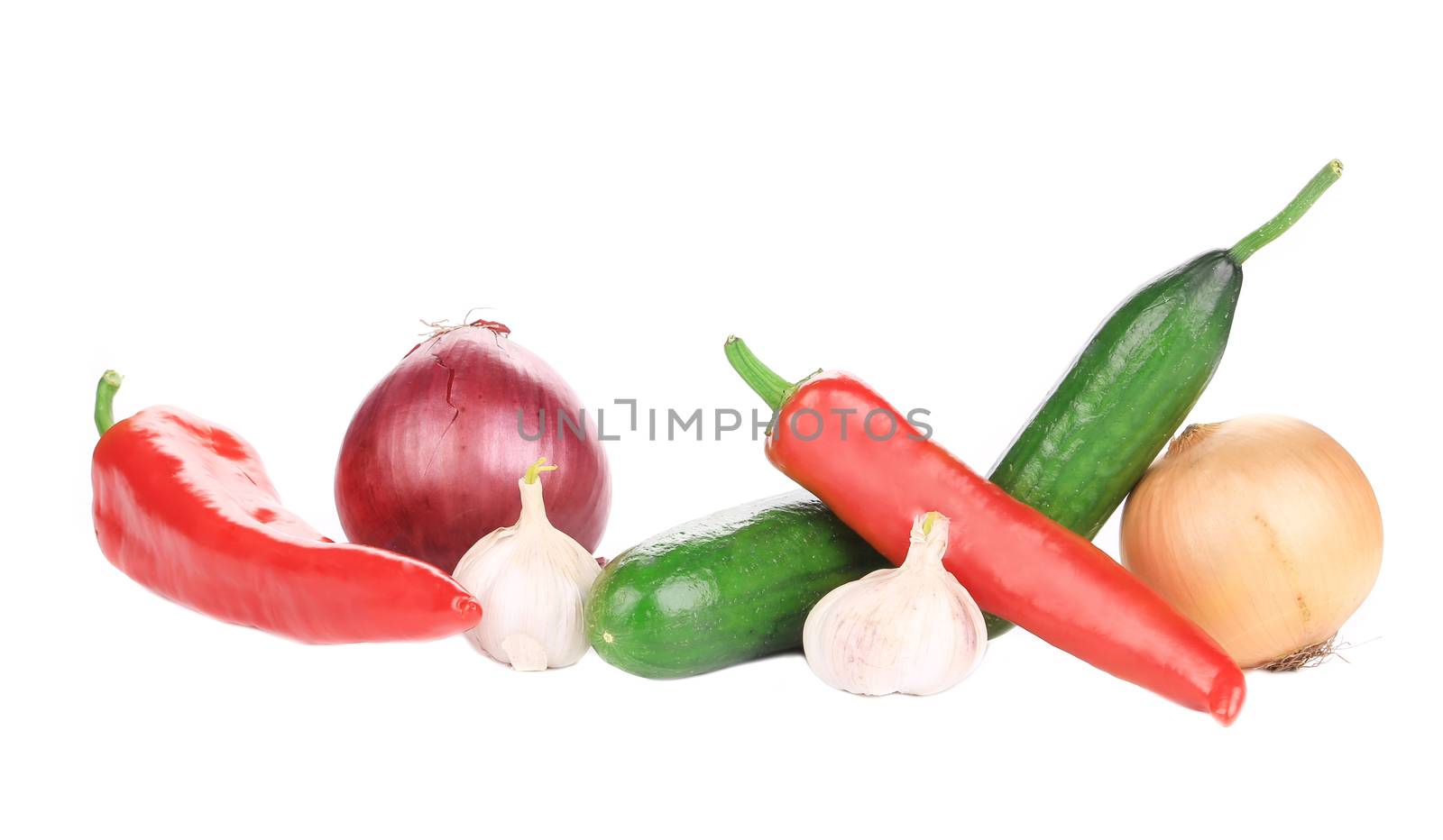 Fresh ripe vegetables. Isolated on a white background.