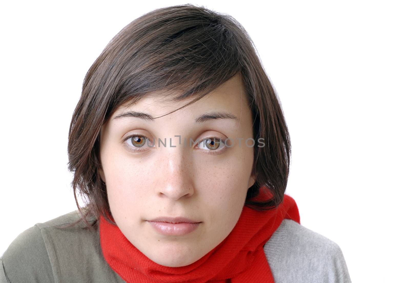 casual woman portrait over a white background