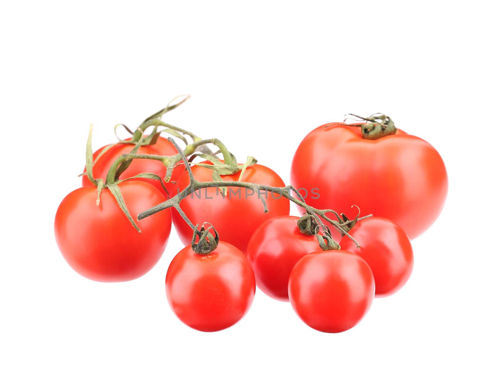 Juicy beautiful tomatoes. Isolated on a white background.