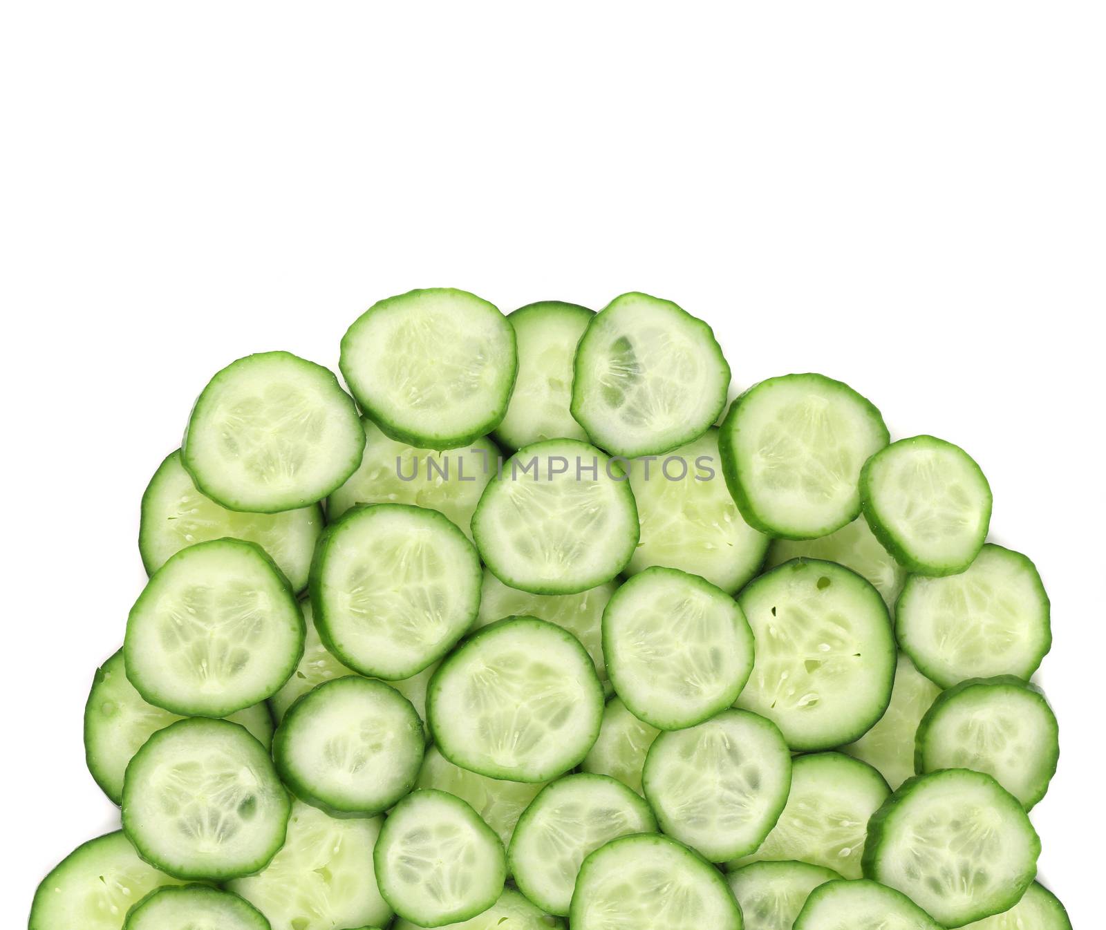 Fresh cucumber slices. Isolated on a white background.