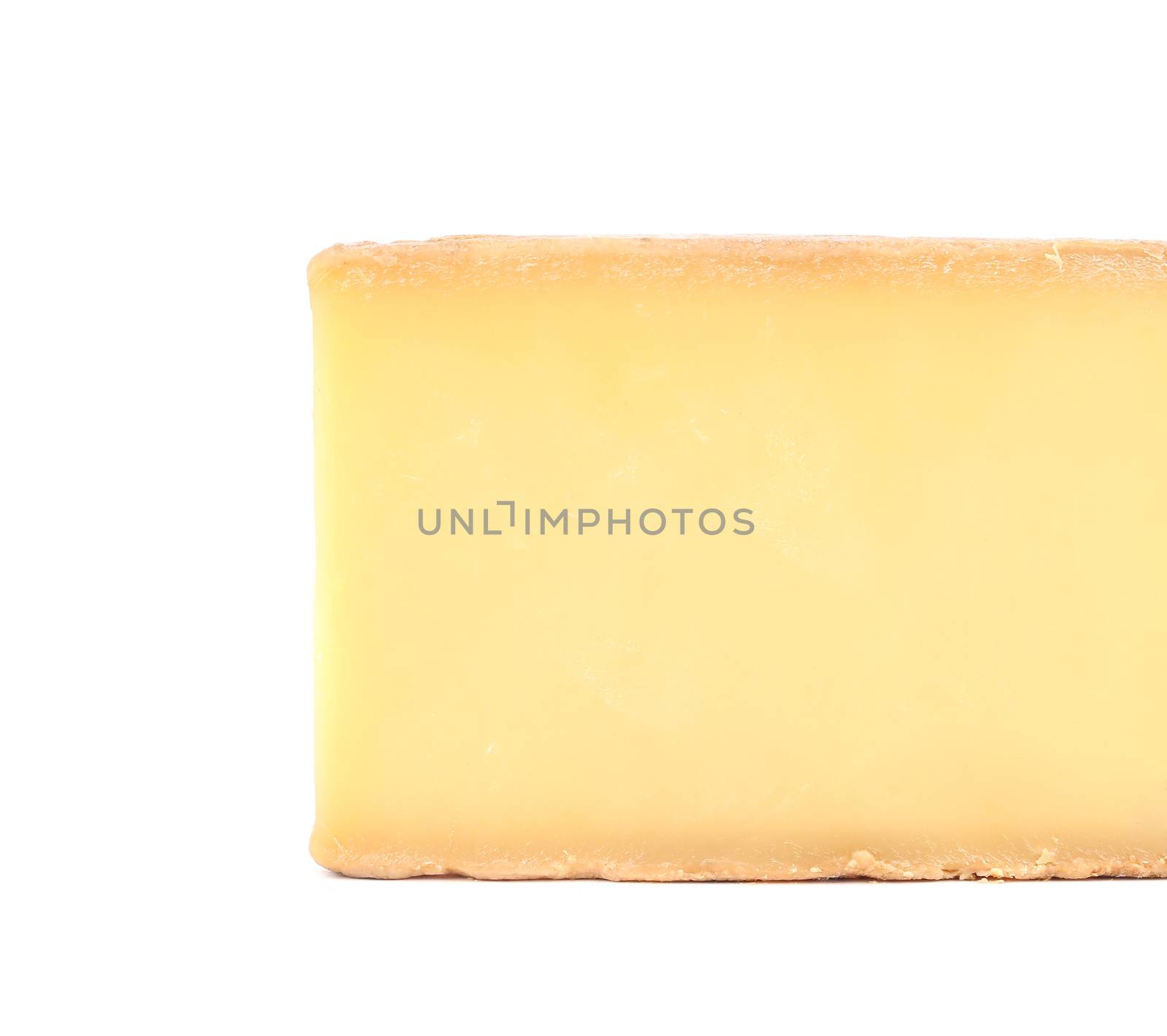Block of parmesan cheese. Isolated on a white background.