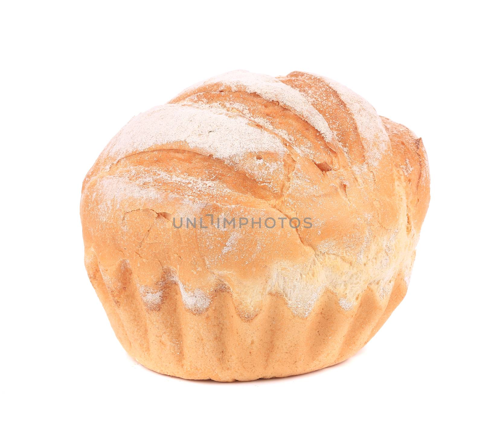 Large loaf of bread. Isolated on a white background.