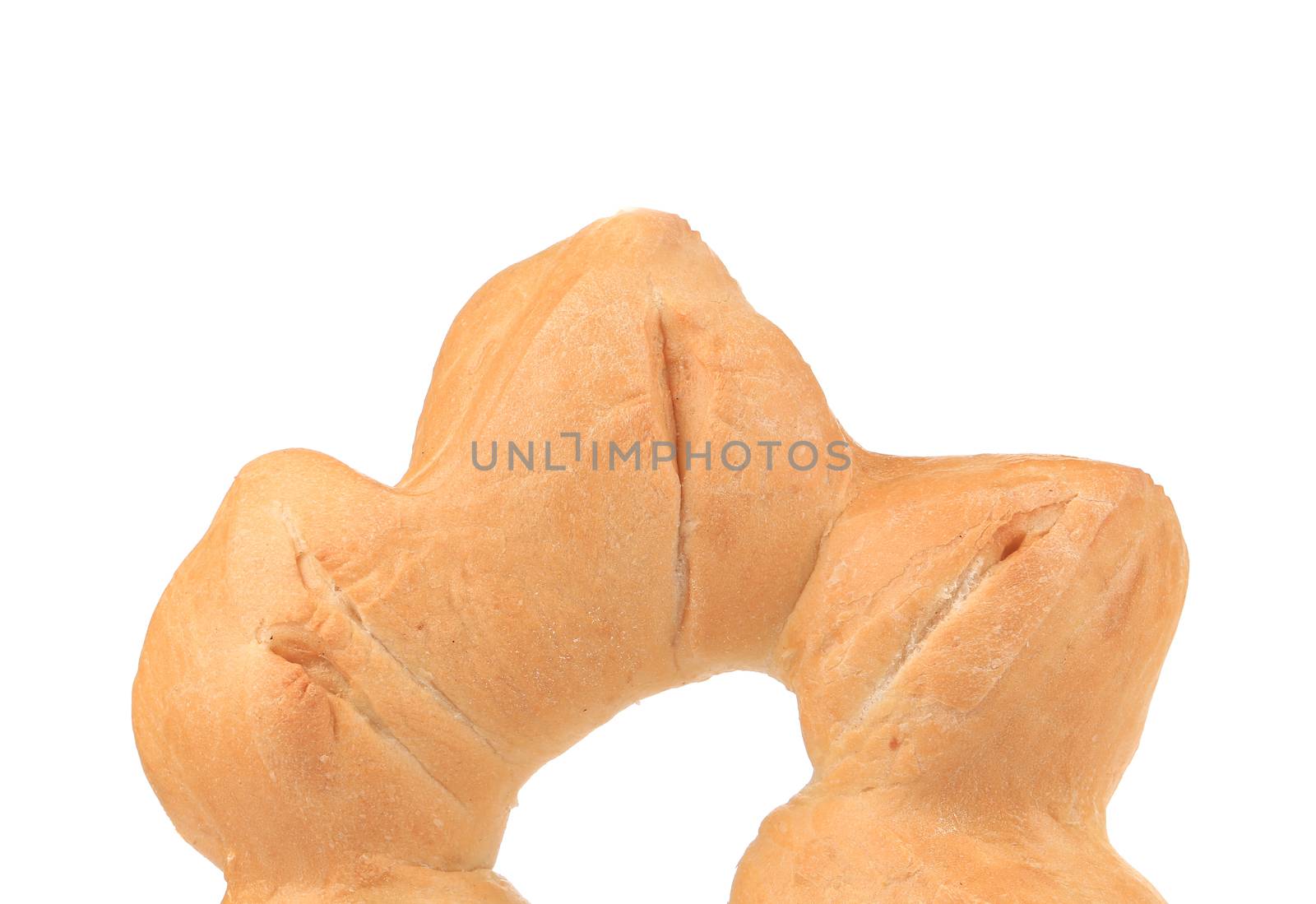 Crispy fresh bread close-up. Isolated on a white background.