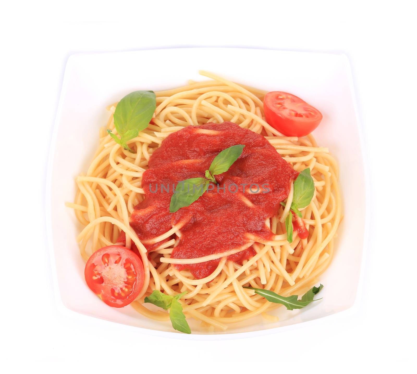 Tasty italian pasta with tomato sauce. by indigolotos