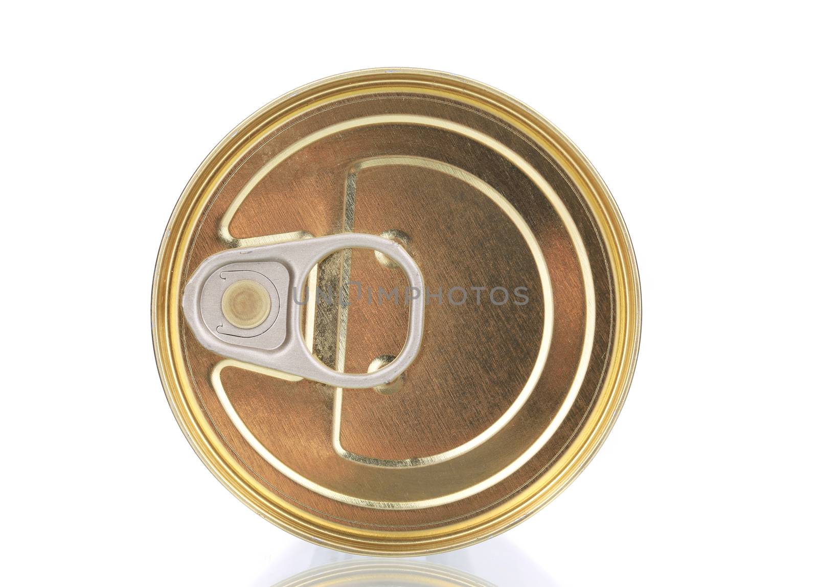 Top view of metal can. Isolated on a white background.