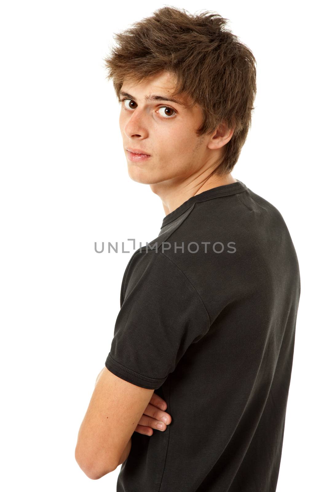 casual young man portrait, isolated on white