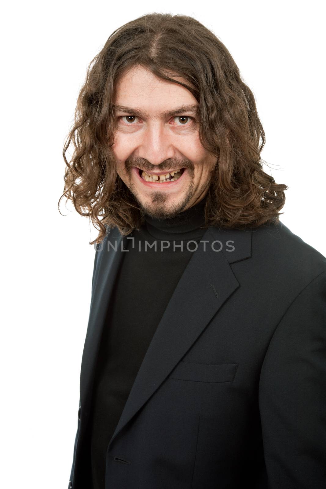 young casual man portrait in white background