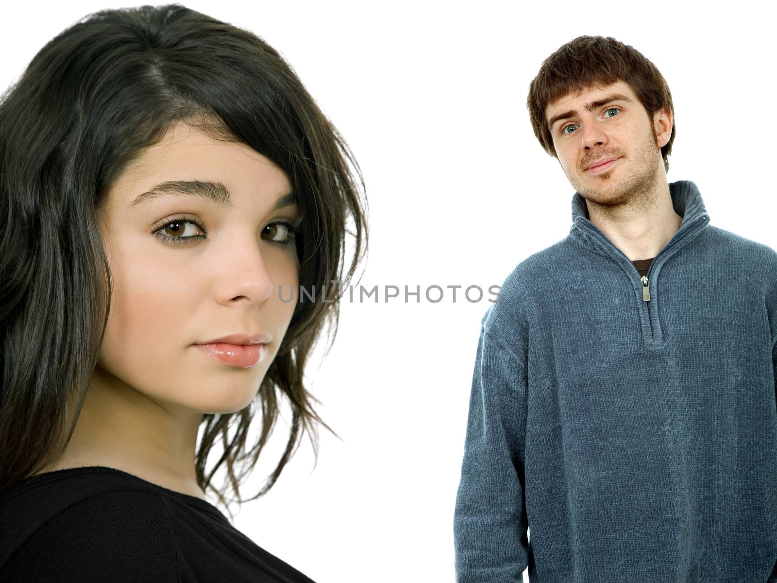 young fashion couple isolated on white background