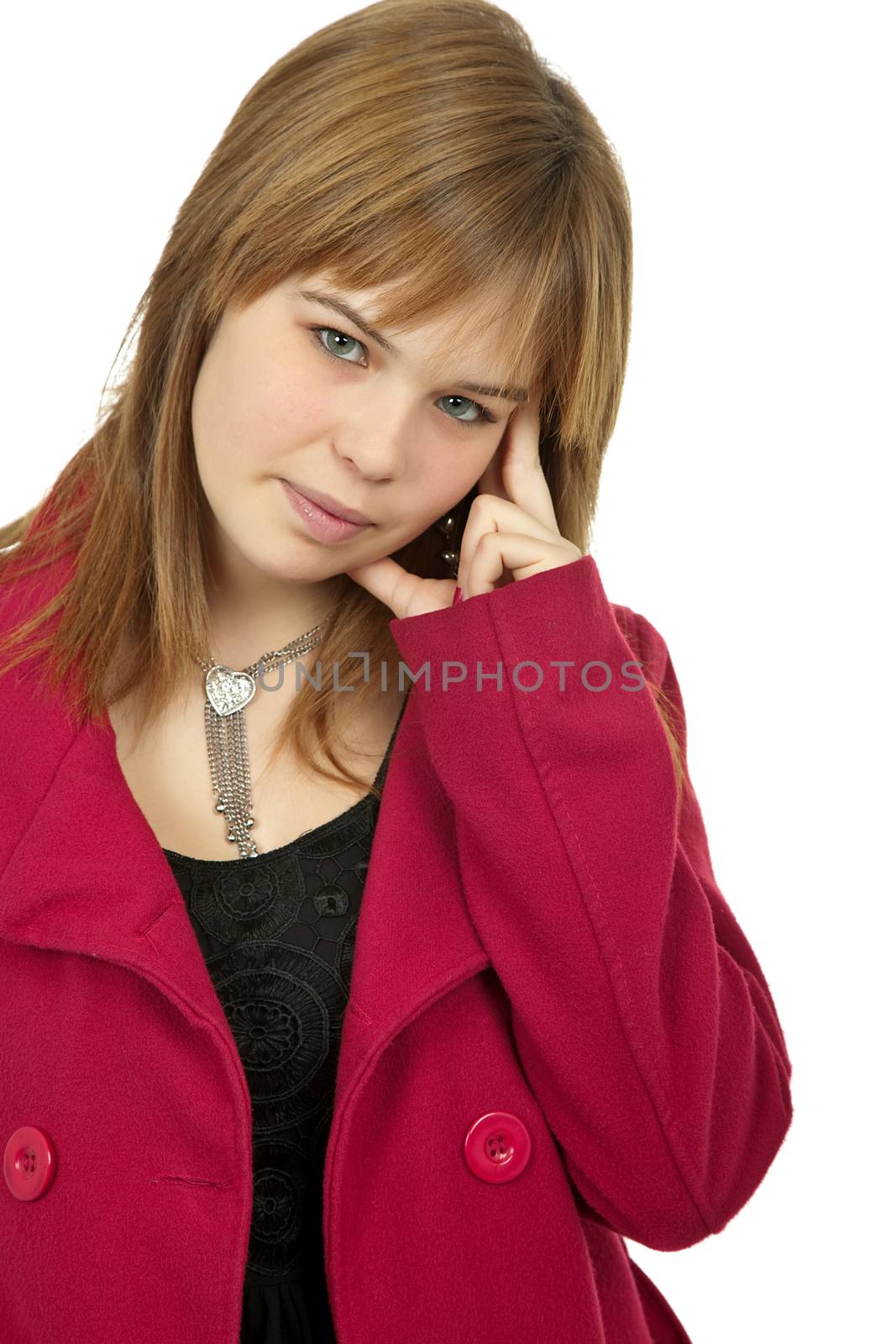 young casual blonde woman close up portrait