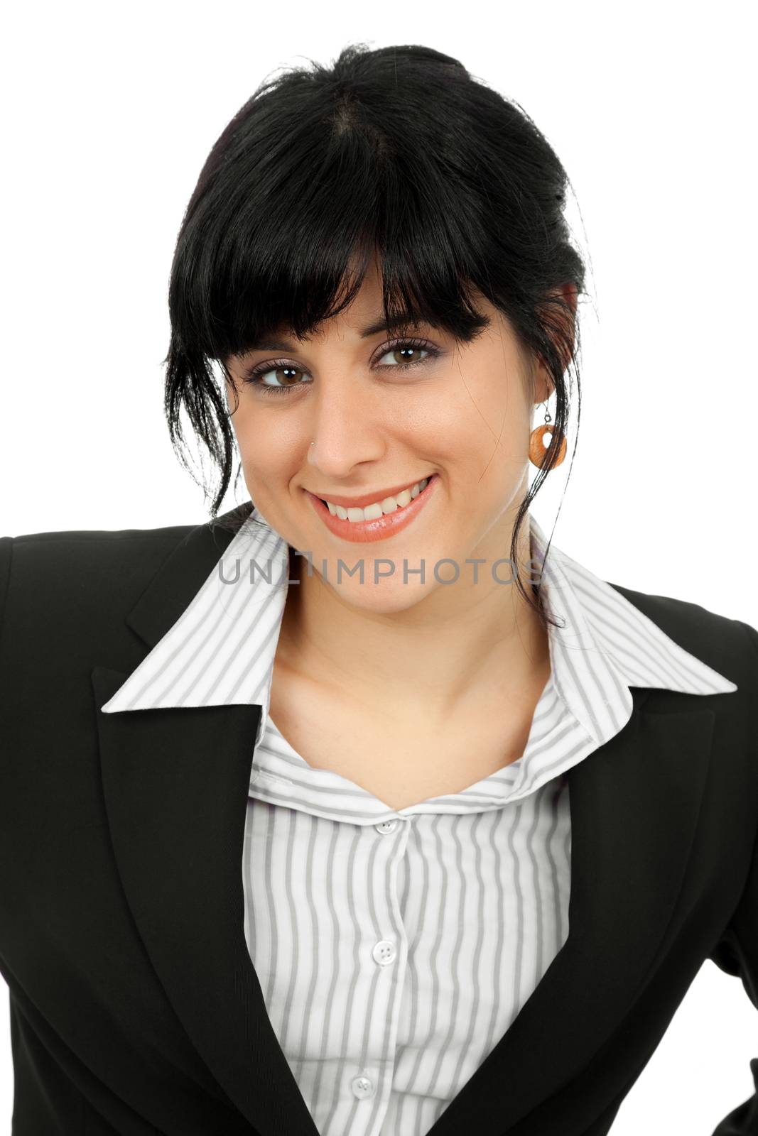 young business woman portrait isolated on white background