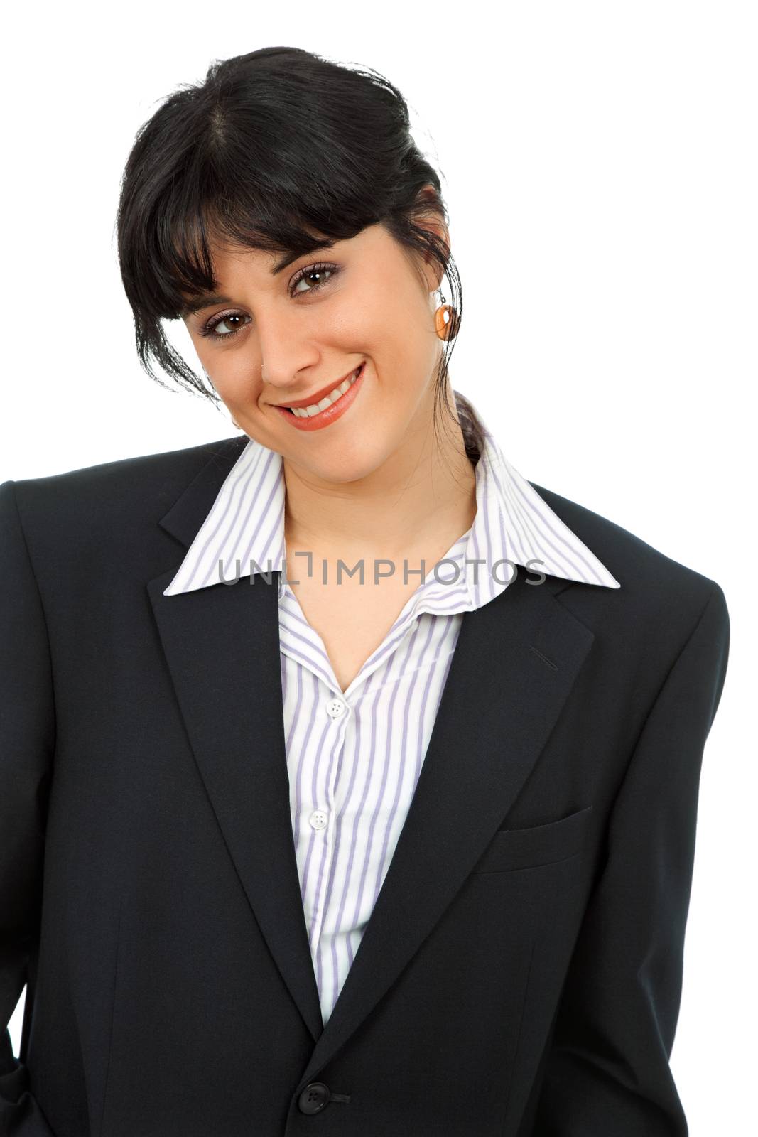 young woman portrait isolated on white background