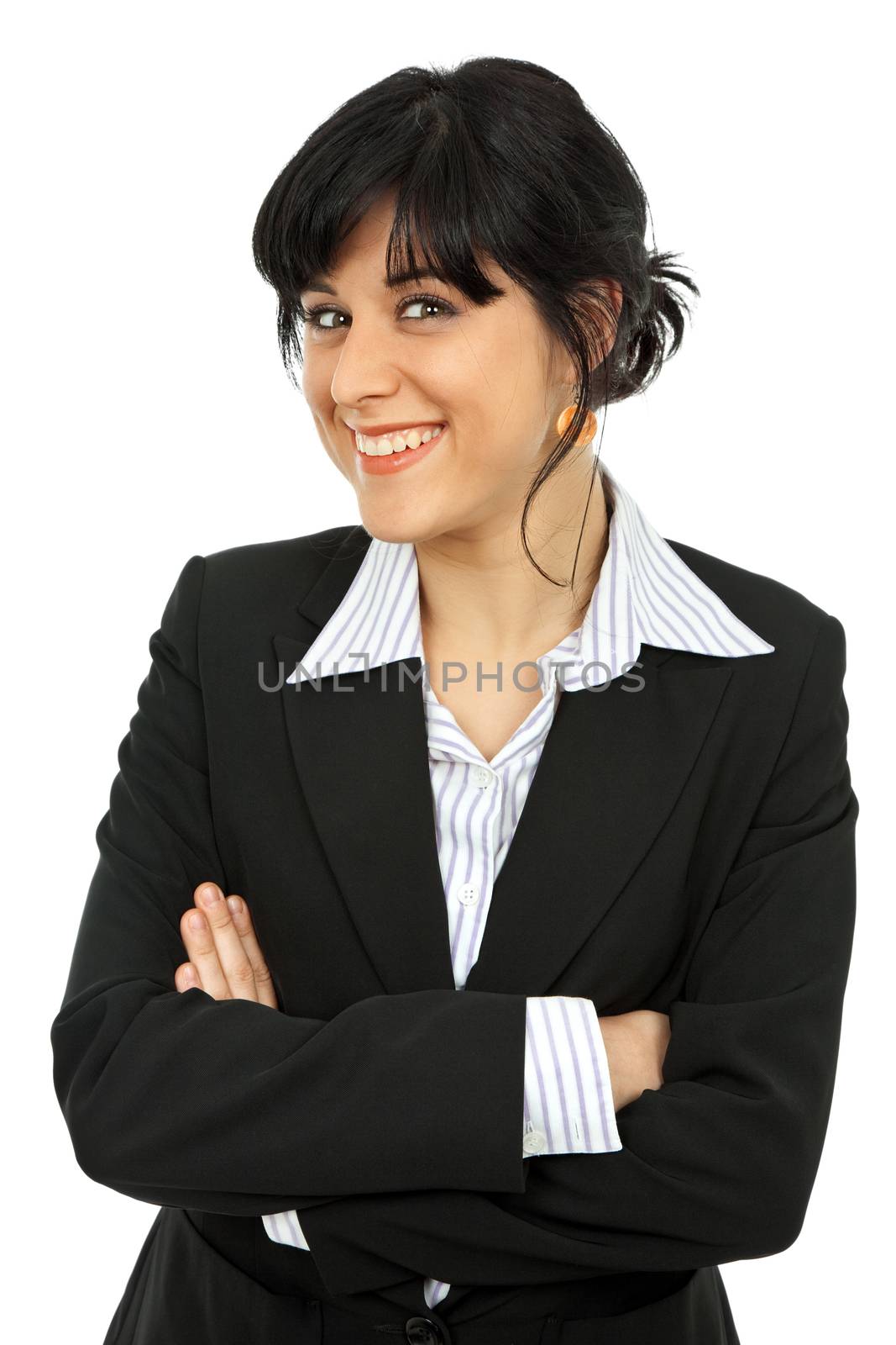 young business woman portrait isolated on white background