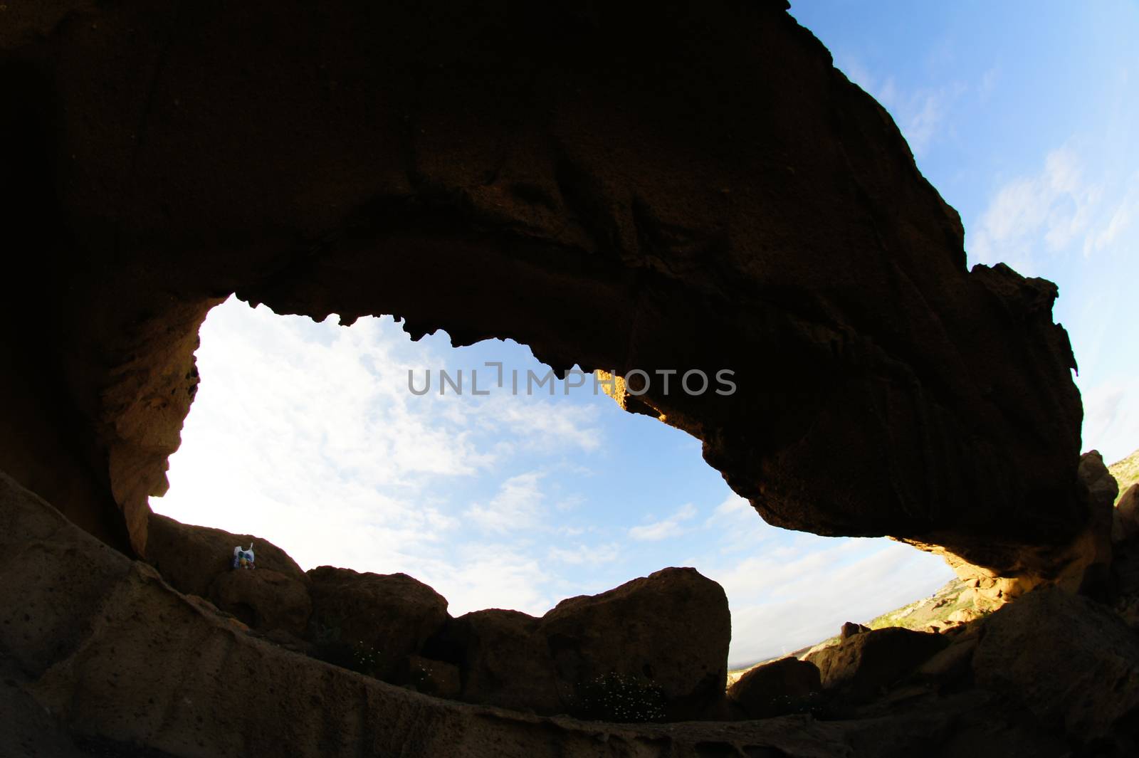 Volcanic Formation Natural Arch in the Desert Tenerife Canary Islands Spain