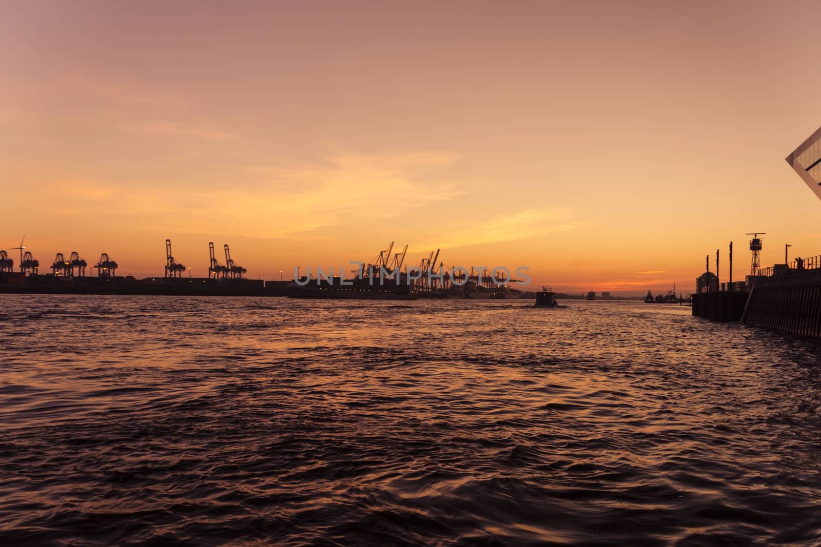 Sunset at the Docklands in Hamburg Altona Altstadt