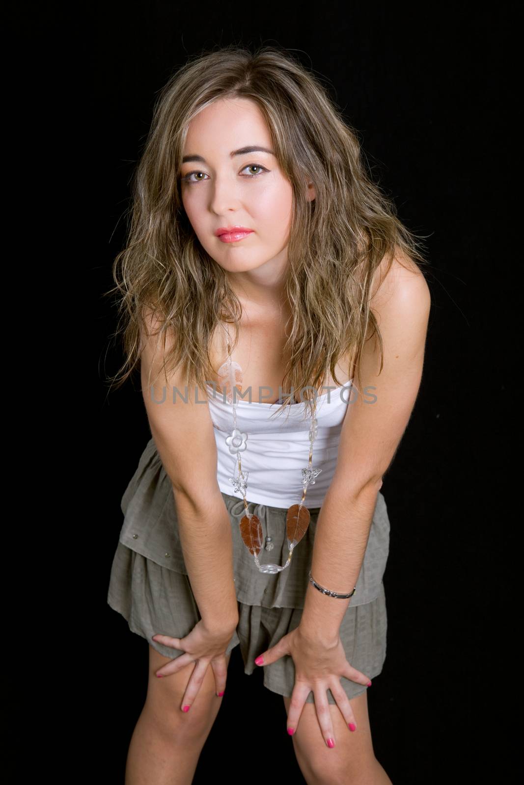 an young beautiful woman portrait, in black