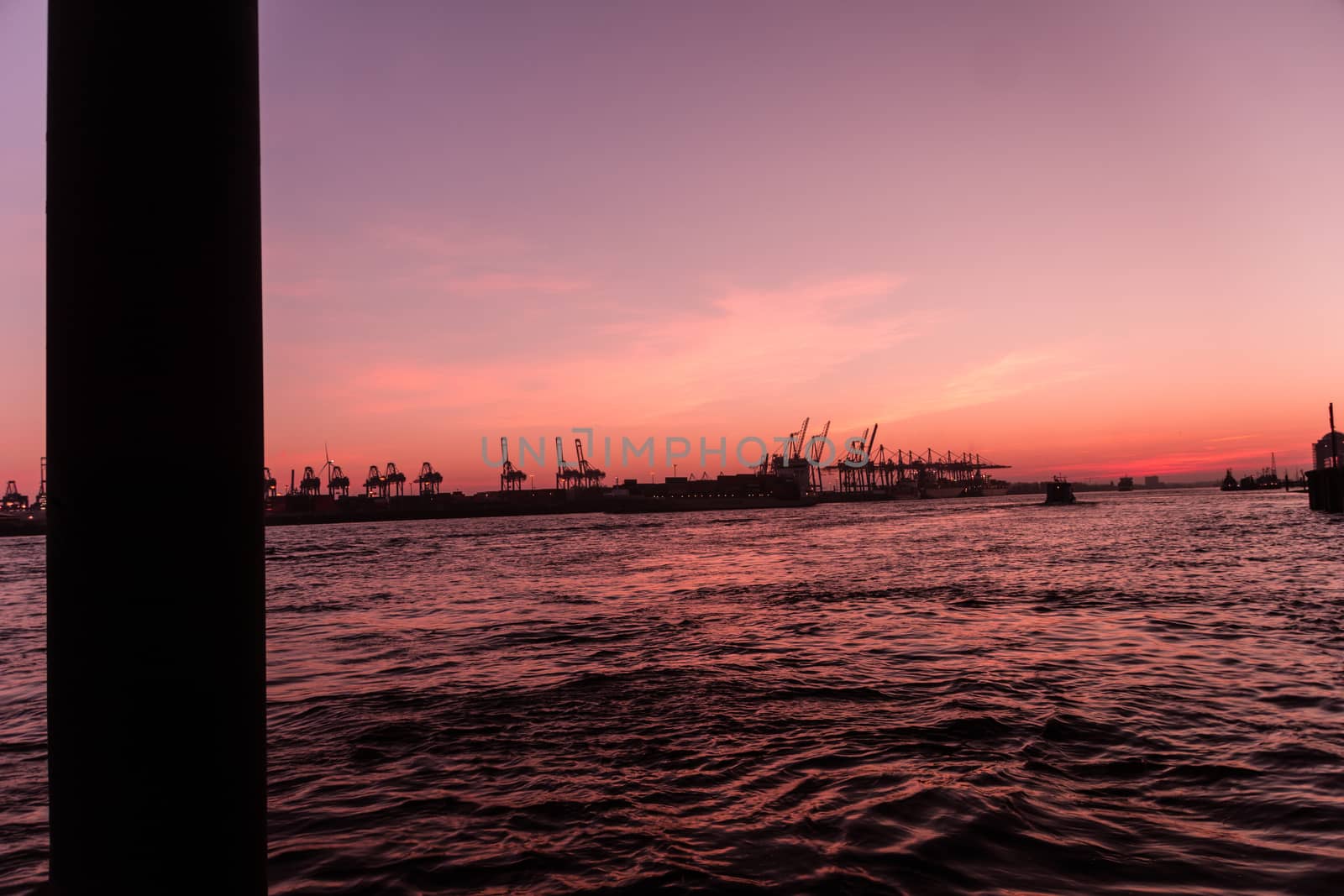 Sunset at the Docklands in Hamburg Altona Altstadt