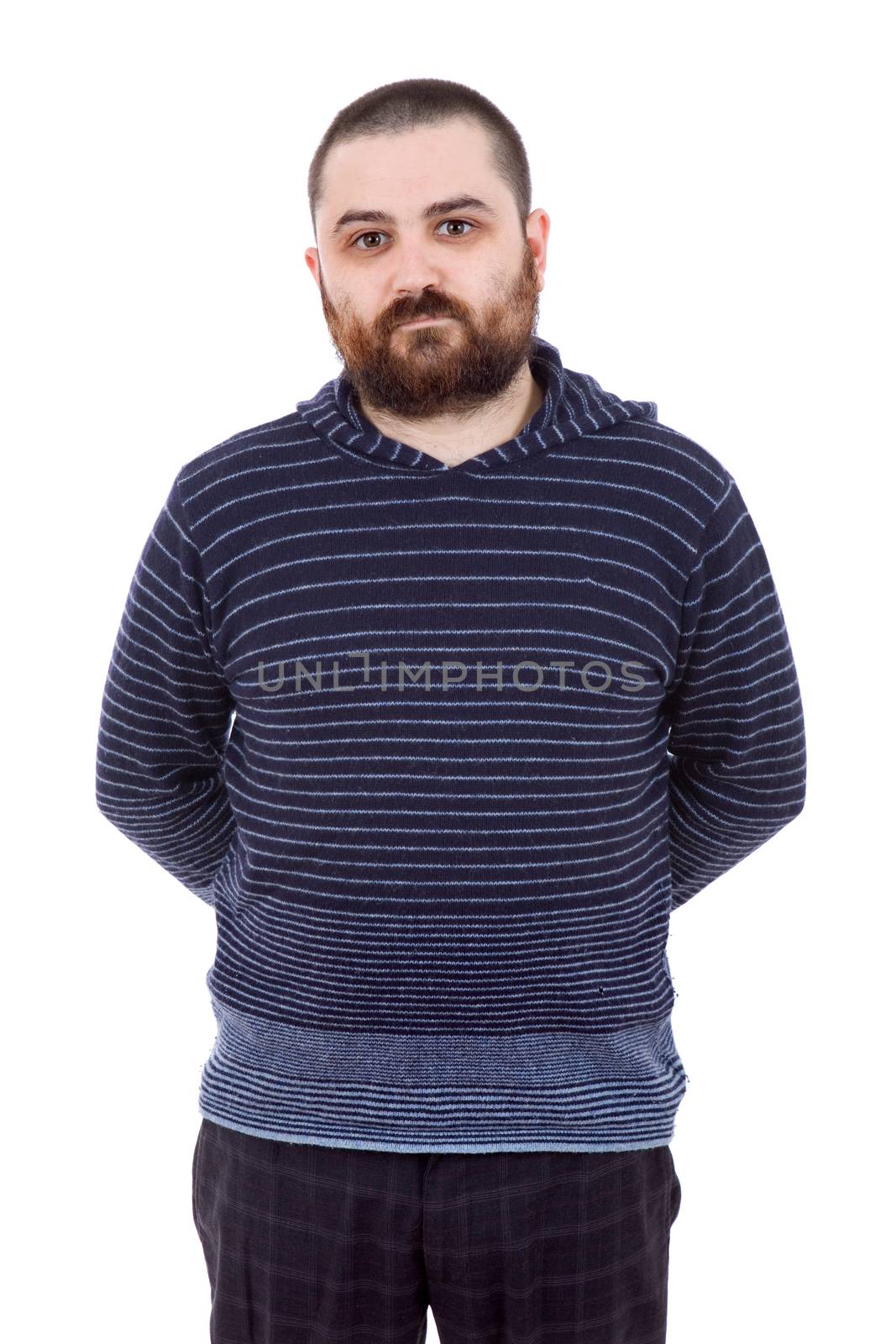 young casual man portrait, isolated on white