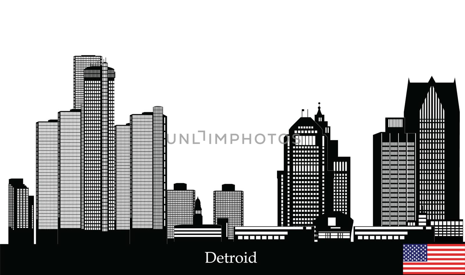 detroit skyline by compuinfoto