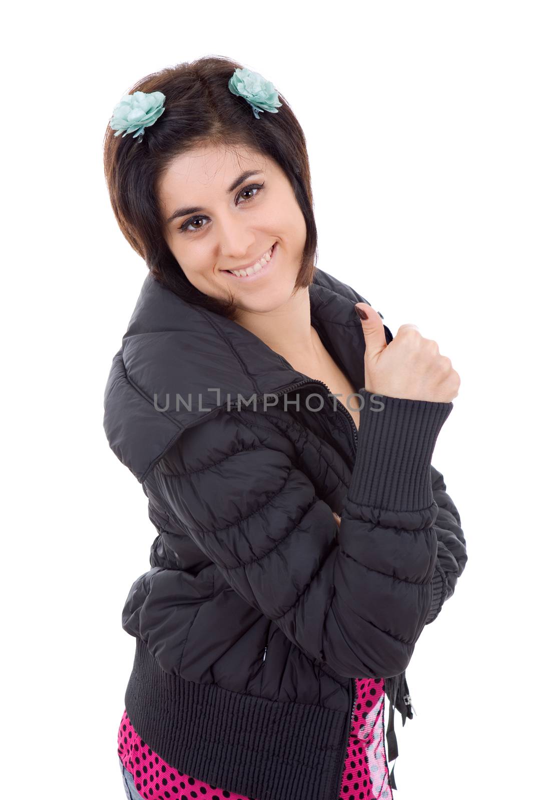 young happy beautiful woman, isolated in white
