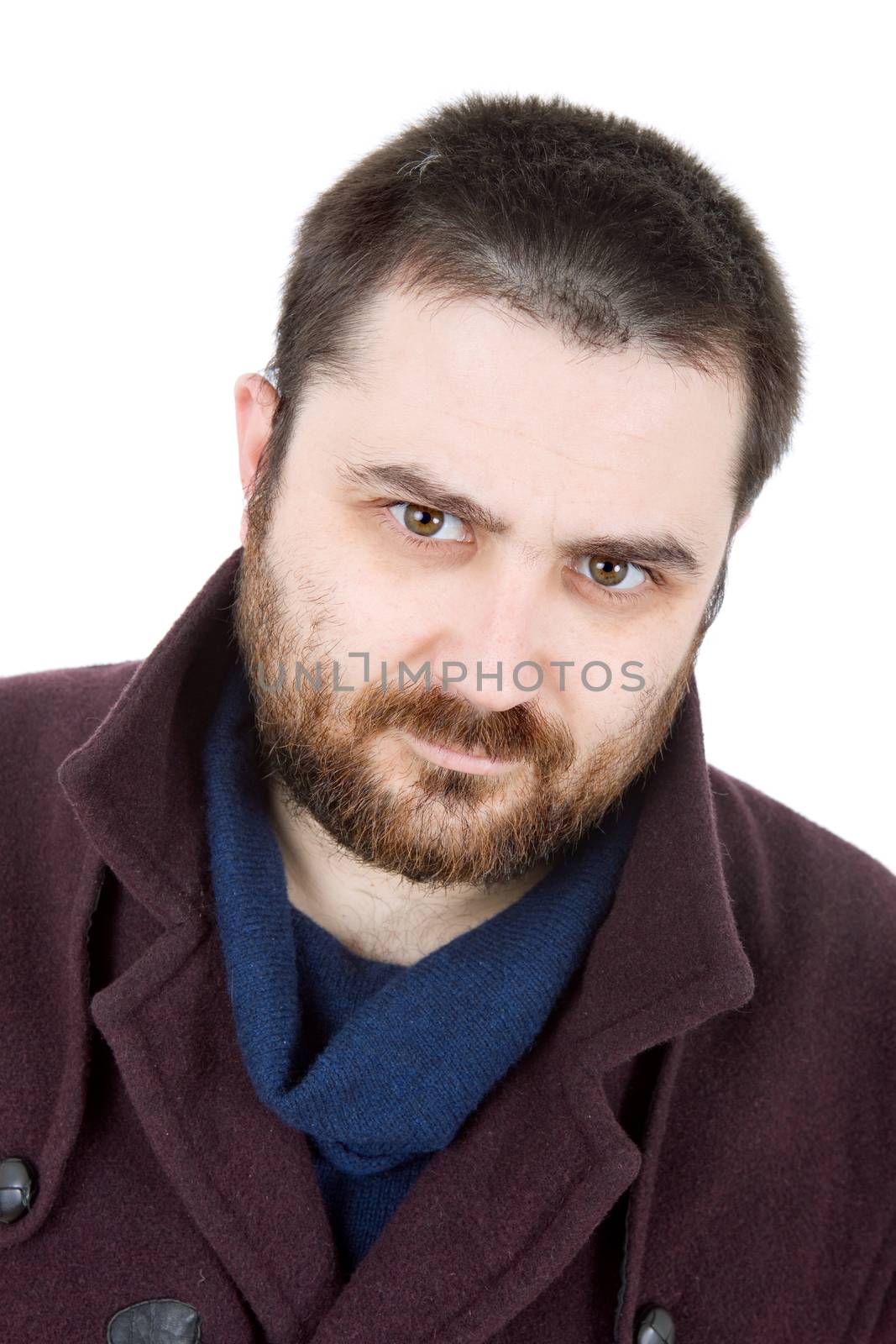 young casual man portrait, isolated on white