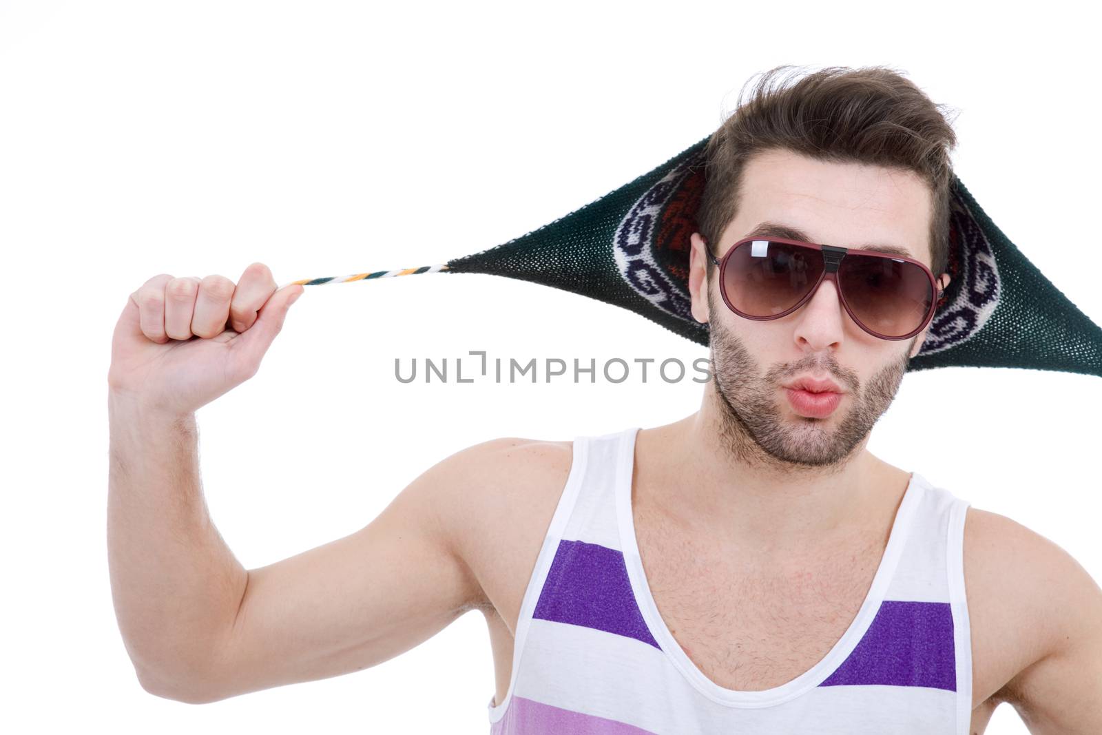 young casual man portrait, isolated on white