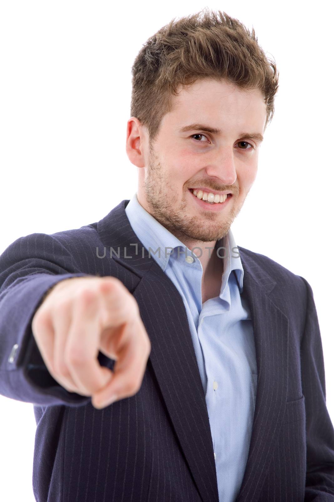 young casual man portrait, isolated on white