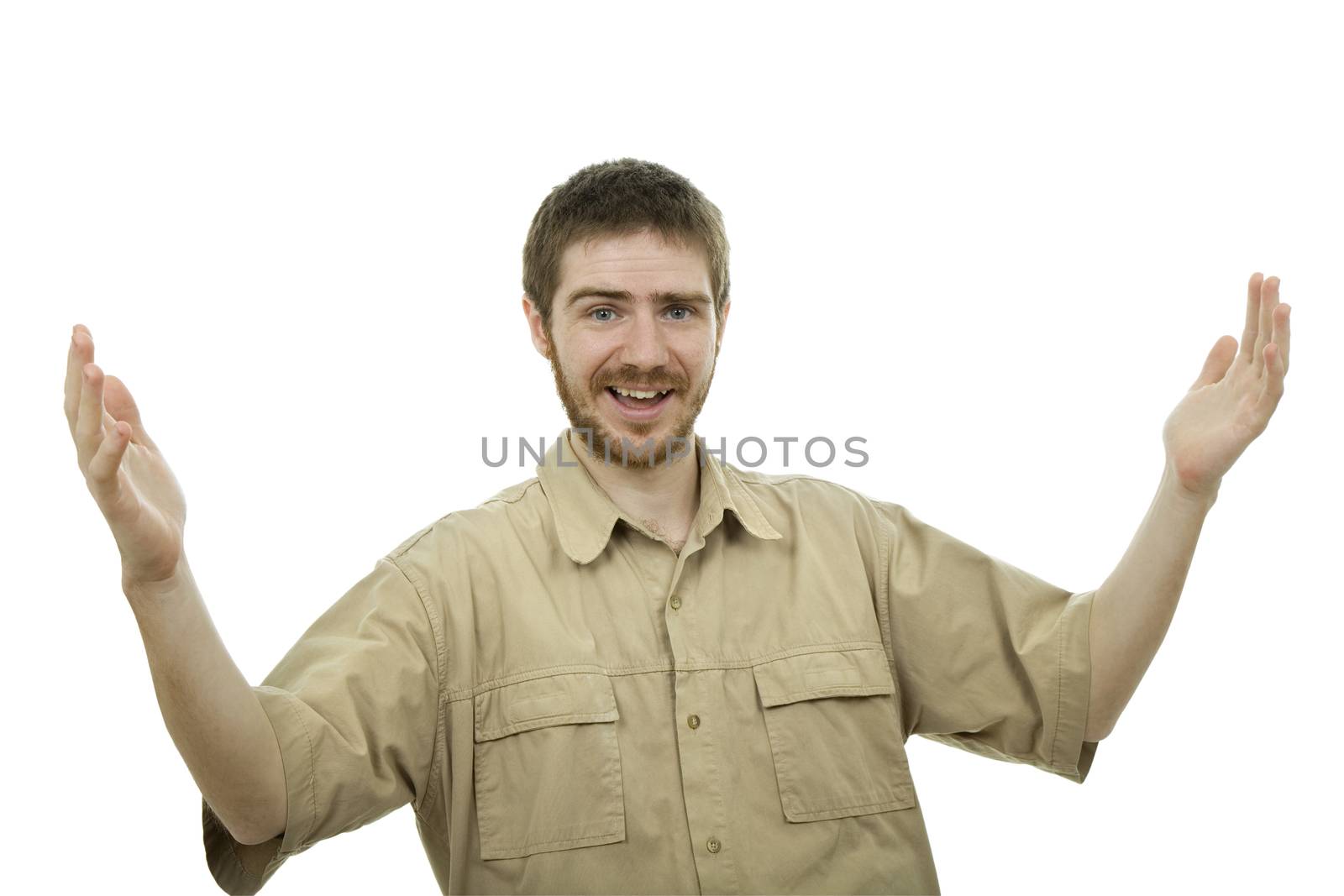 young casual man portrait, isolated on white