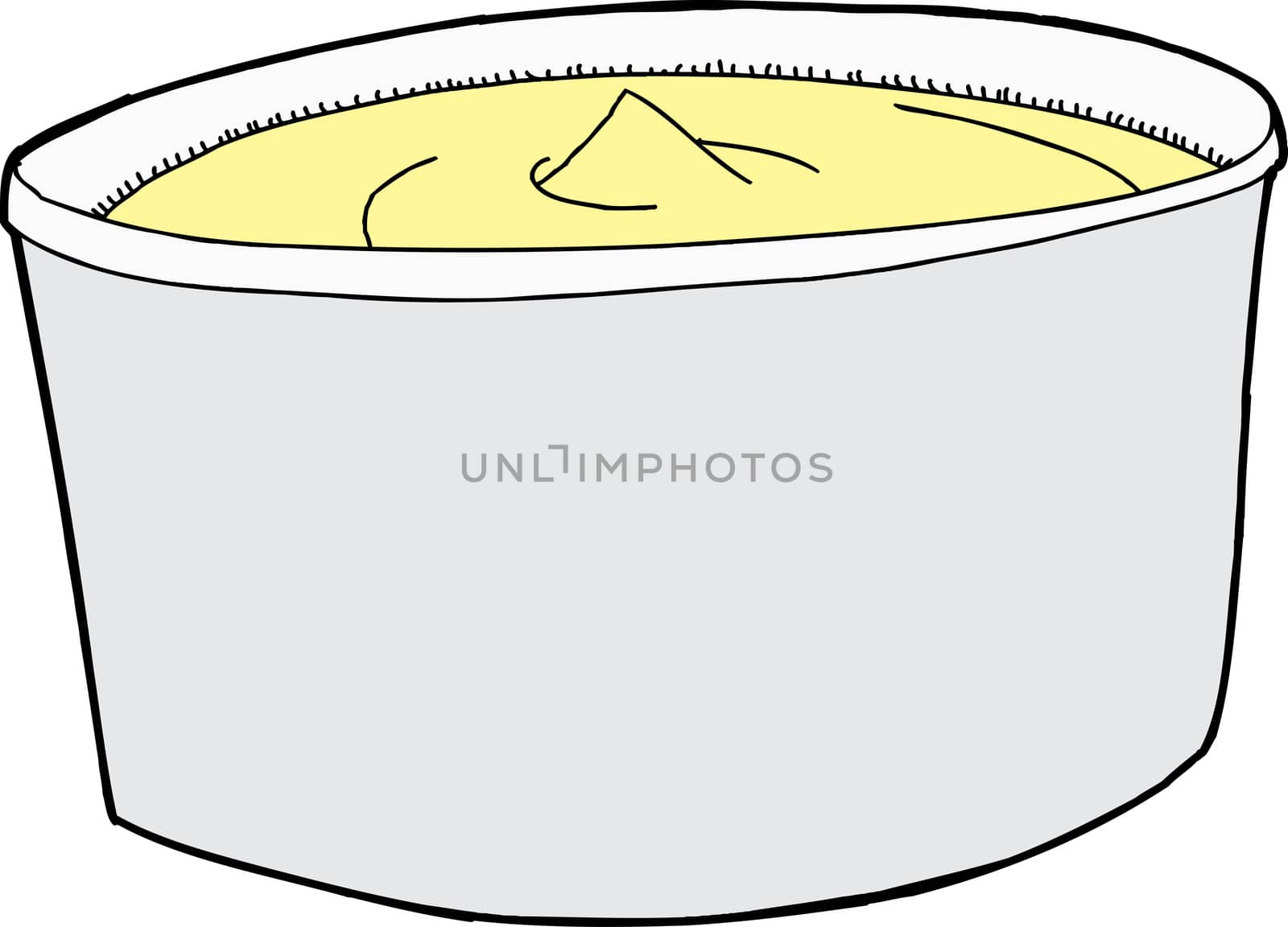 Container of whipped butter on isolated background