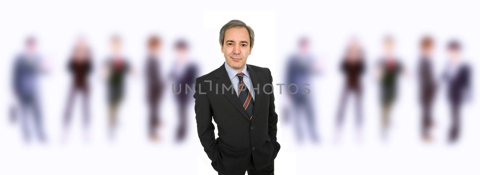 mature business man portrait with some people in the back