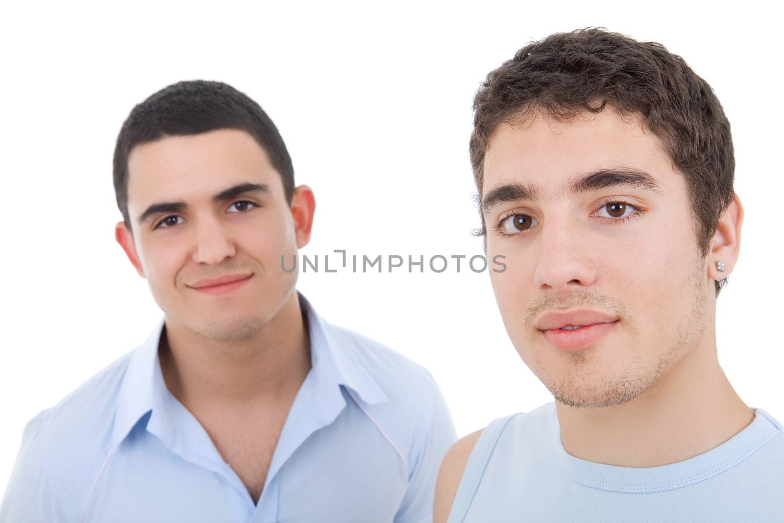 two young happy teenagers isolated on white