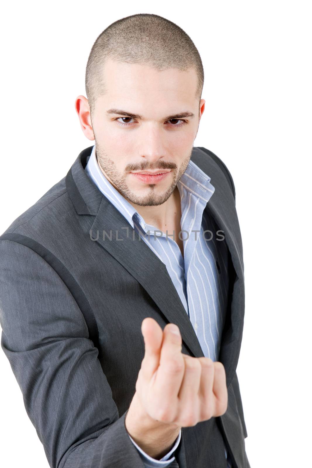 young casual man portrait, isolated on white