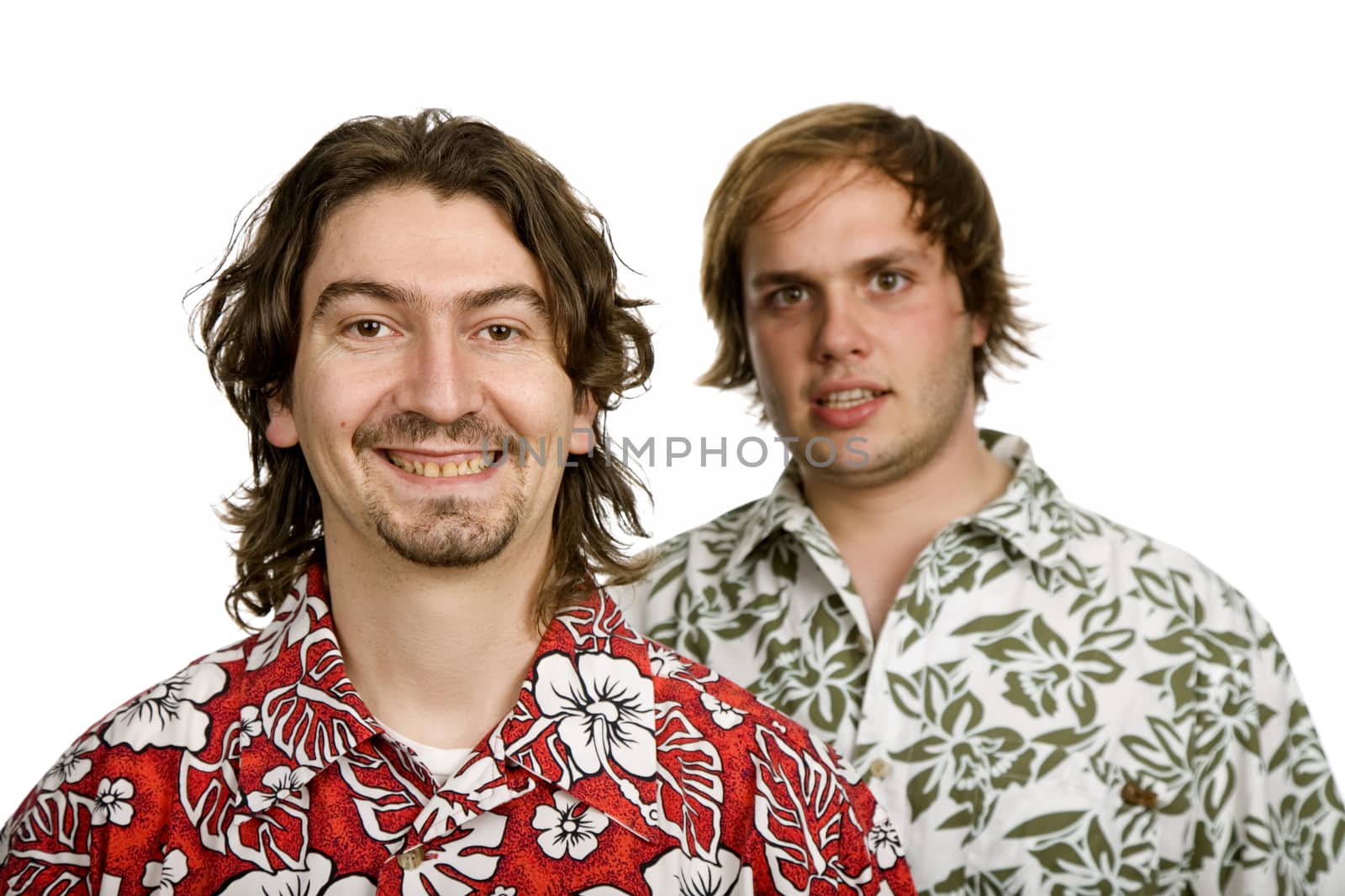 two casual man on white background