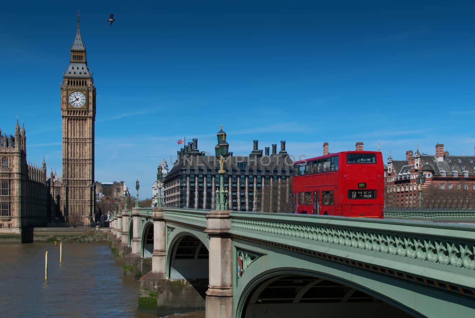 London Buses with Big Ben by mitakag