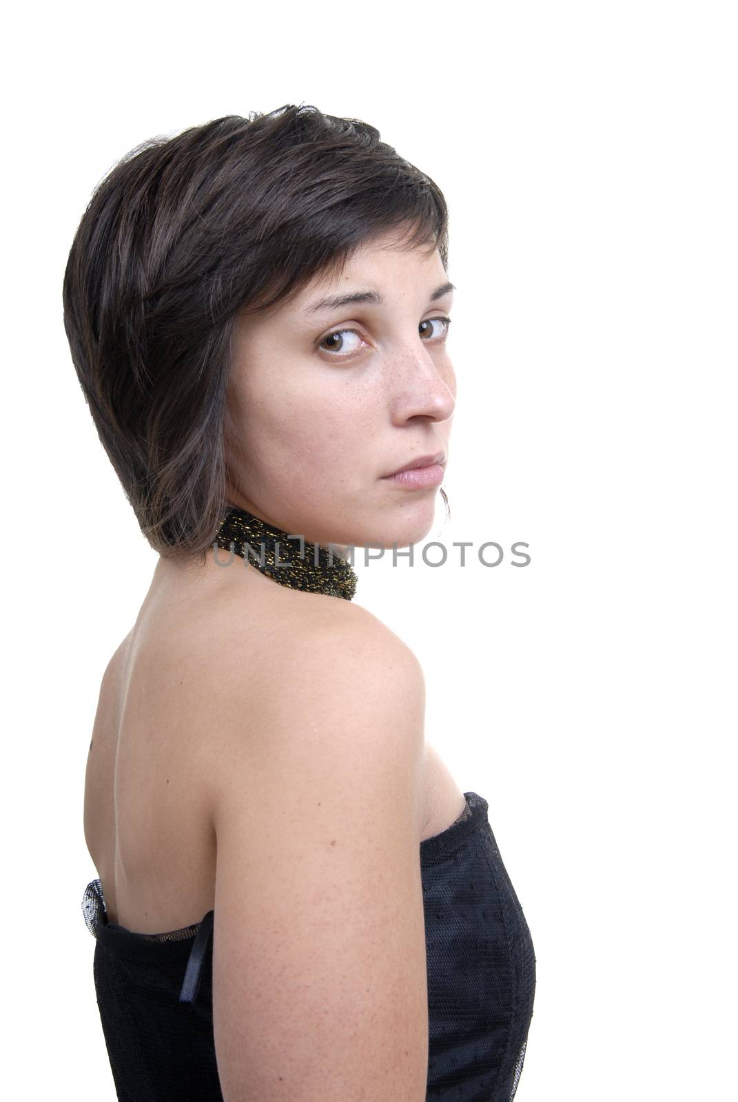 young beautiful woman portrait isolated on white