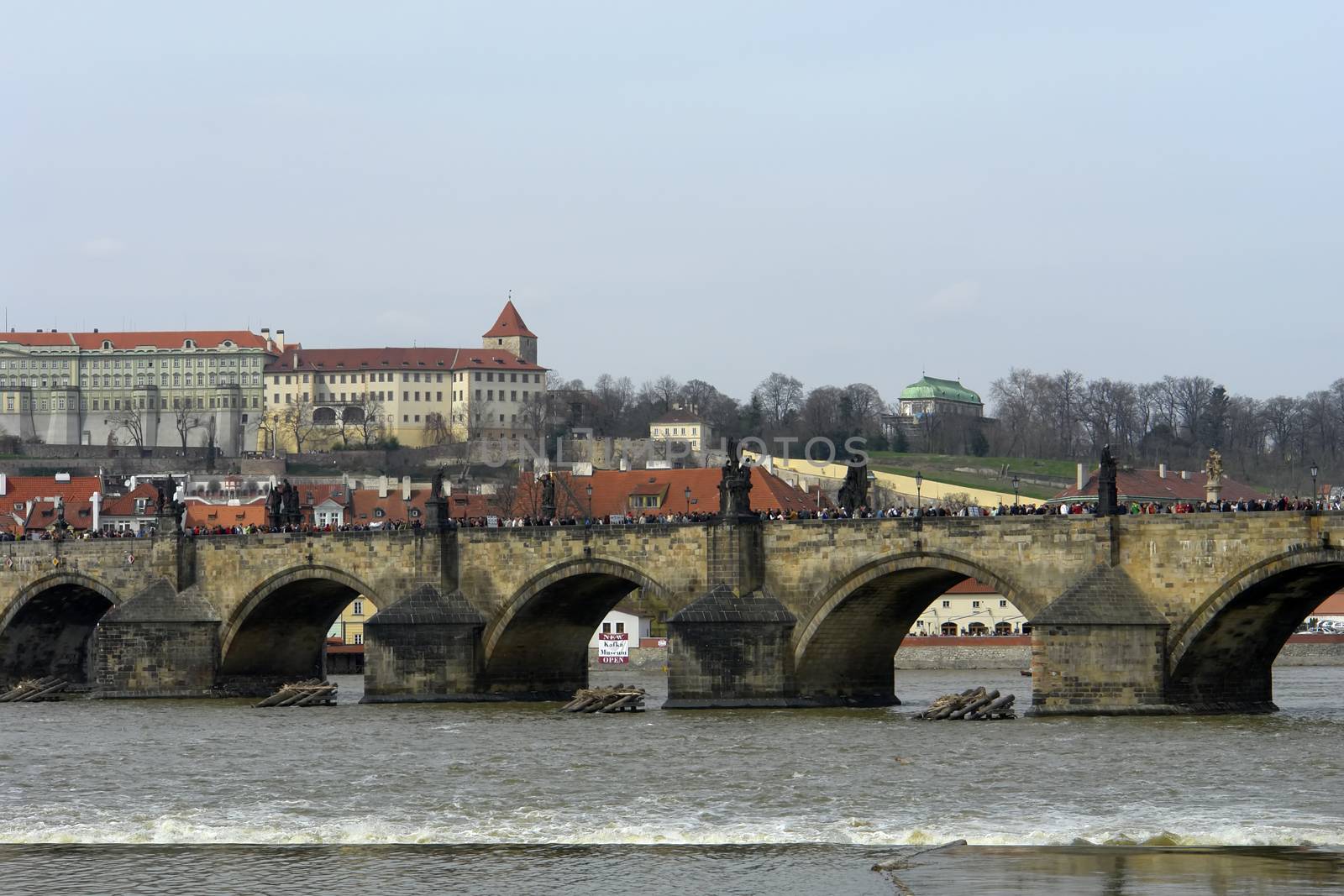 ancient charles bridge in the city of prague