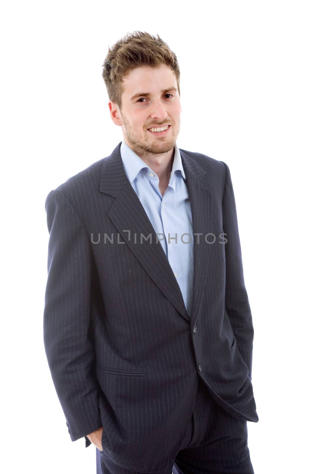 young casual man portrait, isolated on white