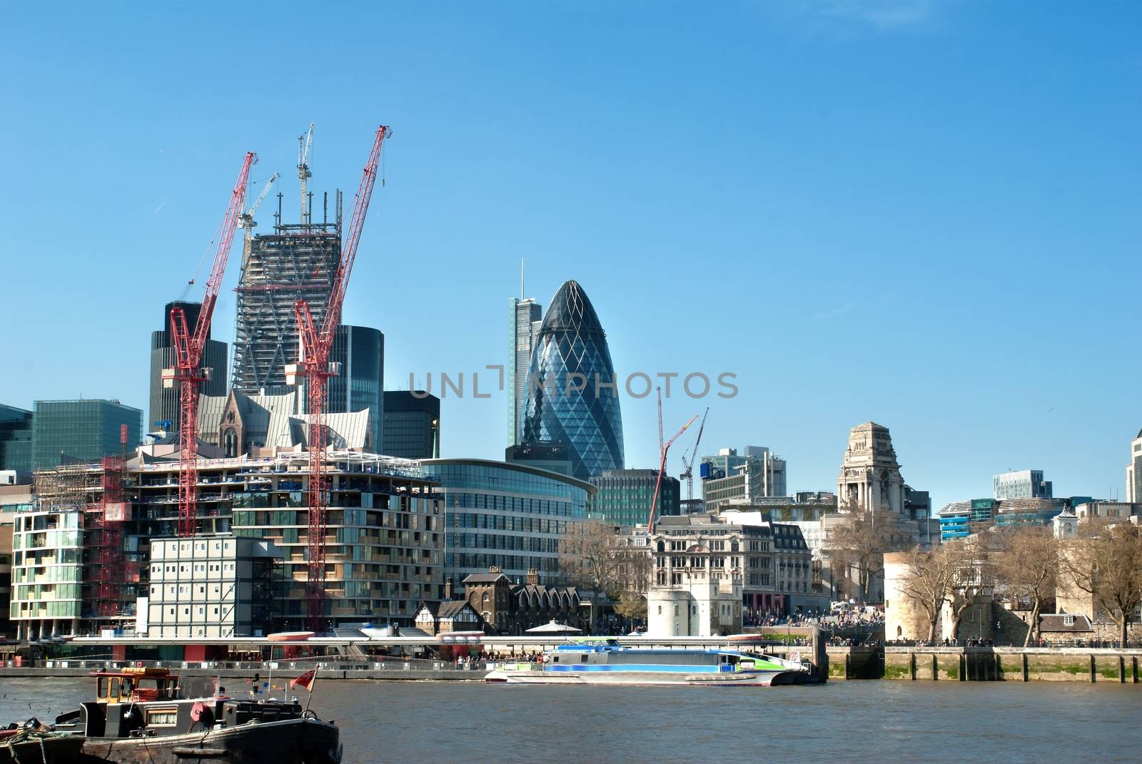 Modern buildings in construction, London by mitakag