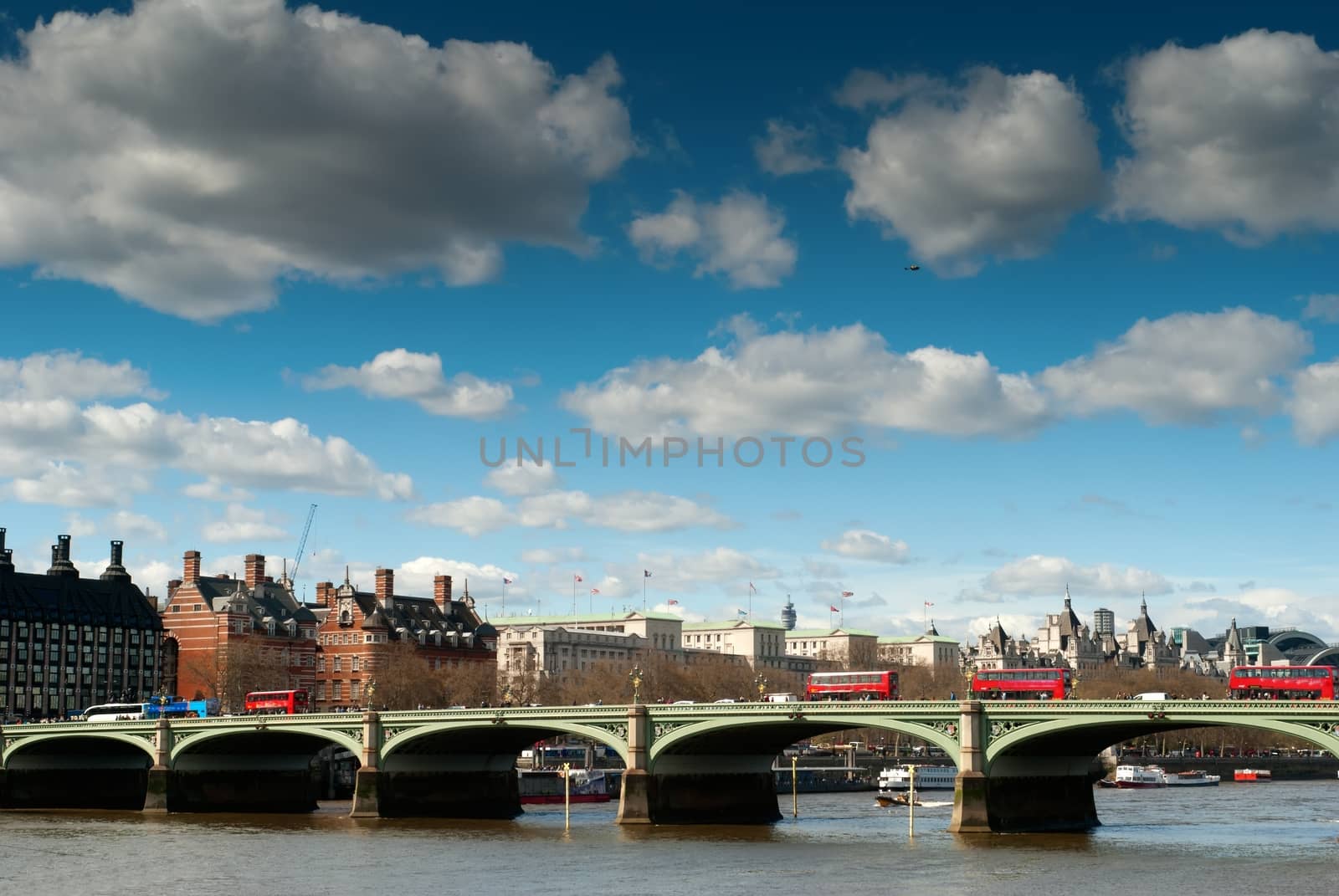 London westminster bridge, red bus by mitakag